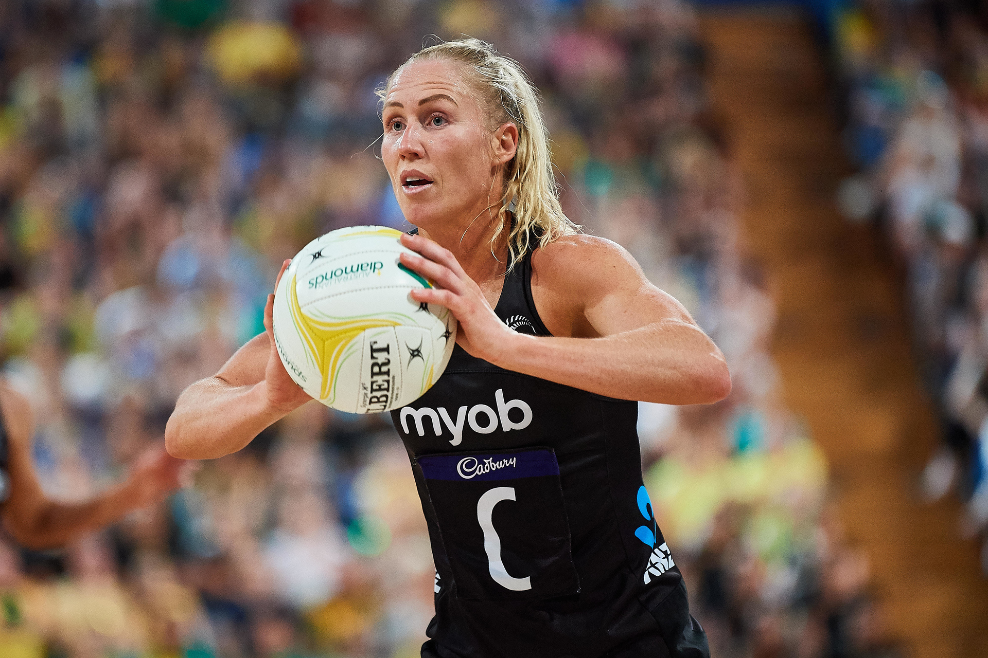 Laura Langman in action for the Silver Ferns against Australia in 2019. Photo / Photosport