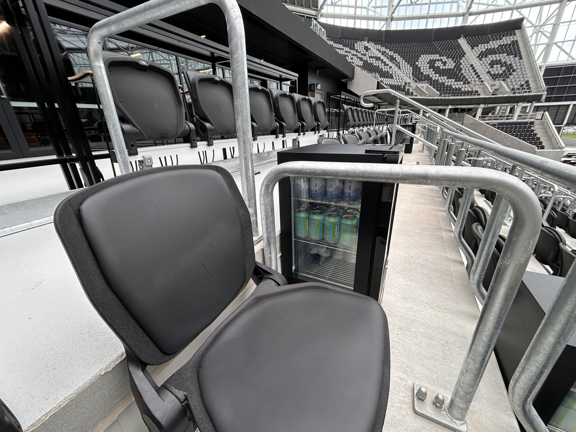Beer, please! The seat next to the mini bar could make you the unwitting barman. Photo / Mike Thorpe