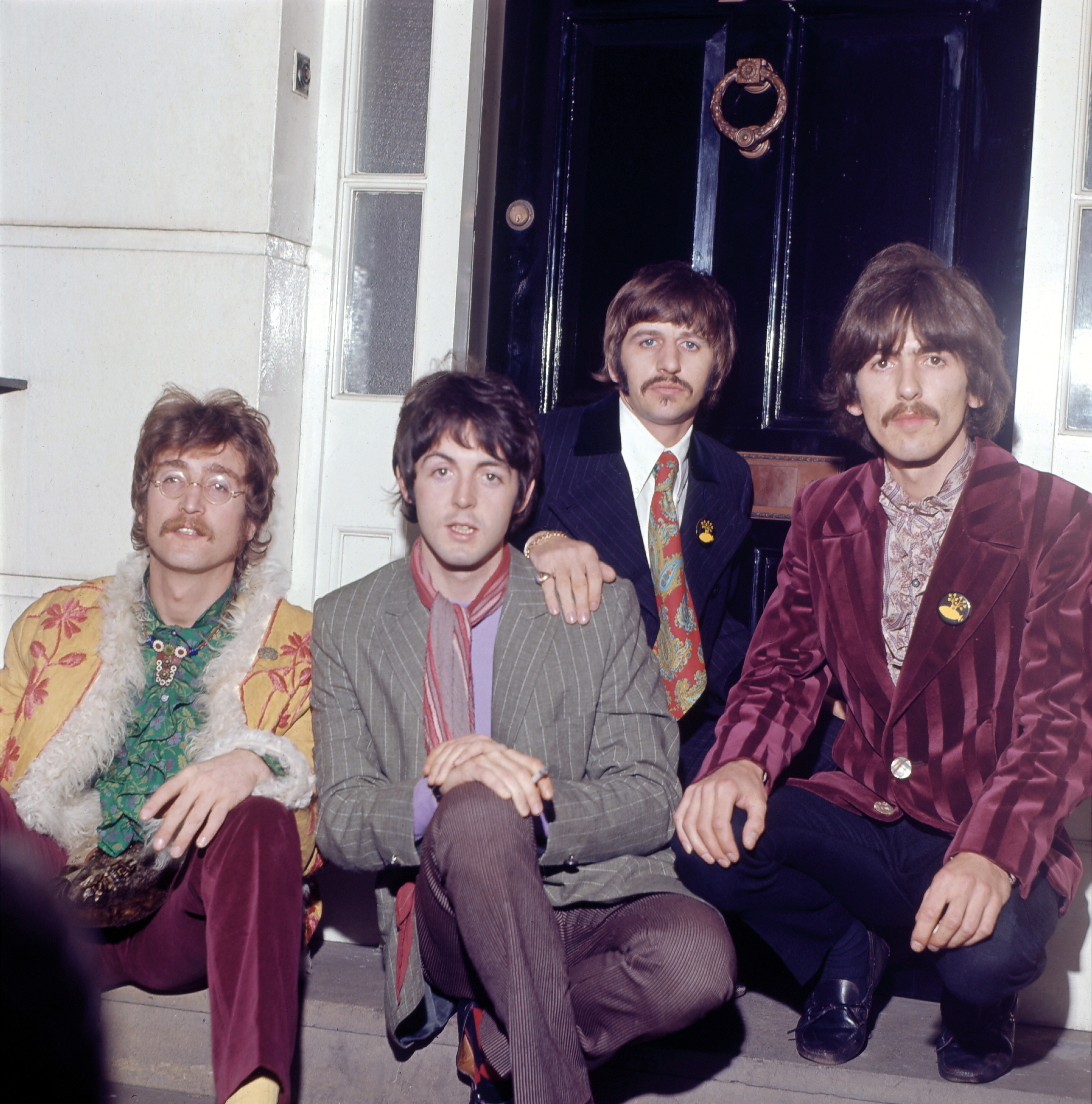 The Beatles at a press party at the London home of manager Brian Epstein for the release of their album Sgt. Pepper's Lonely Hearts Club Band in 1967. Photo / Getty Images