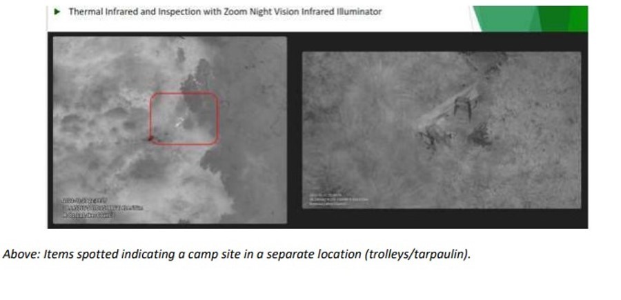 Photos from the drone flight that found two rough sleepers. Photo / Supplied / Rotorua Lakes Council