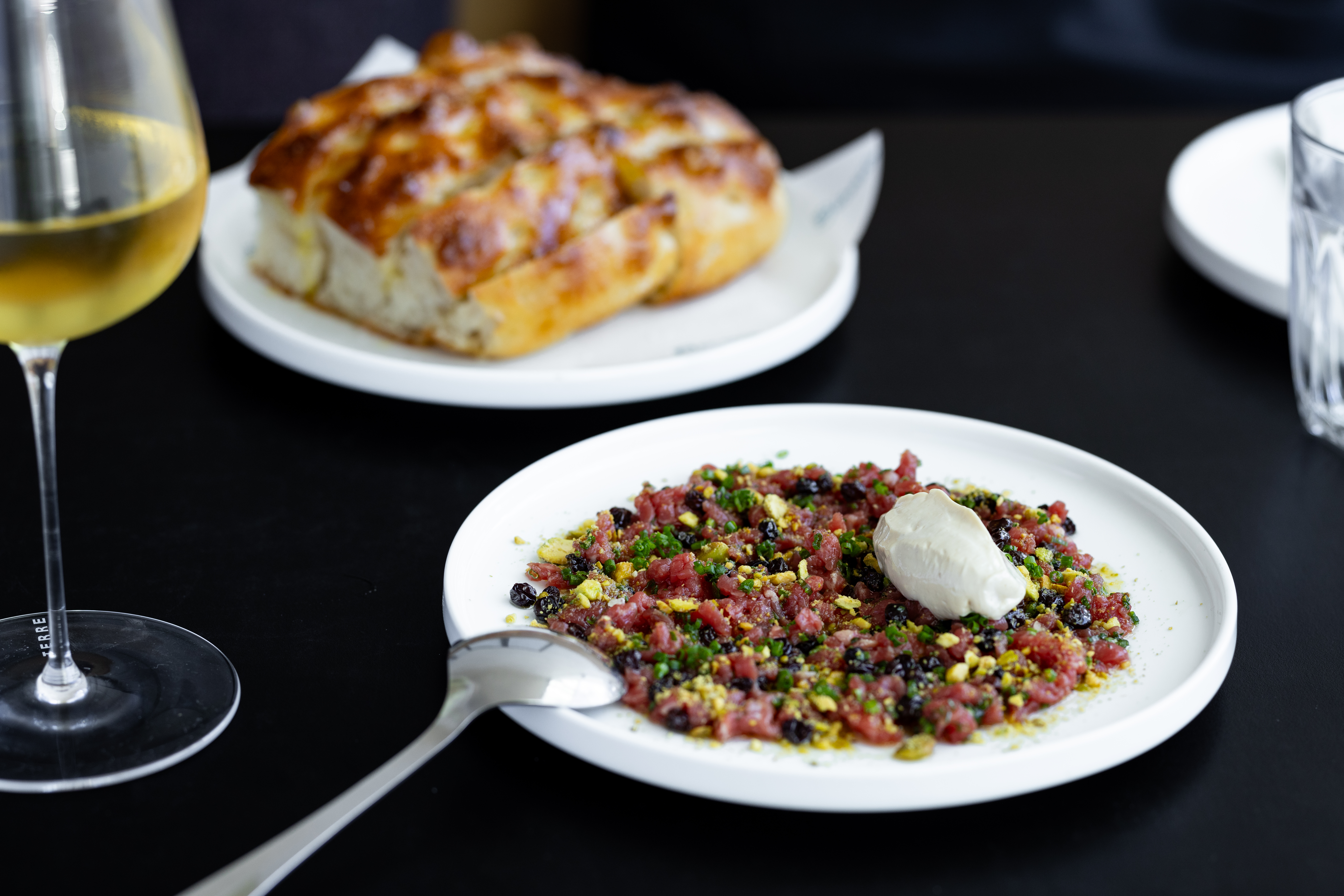 The beef tartare, anchovy mayo, currants, pistachio. Photo / Babiche Martens