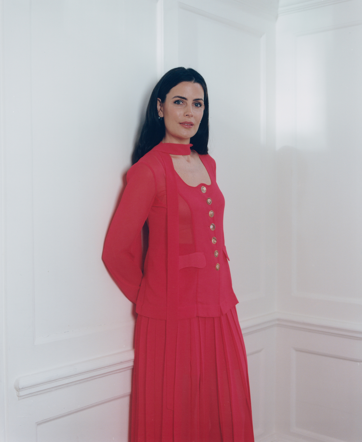 Emma wears a Rejina Pyo dress. Photo / Rob Tennent