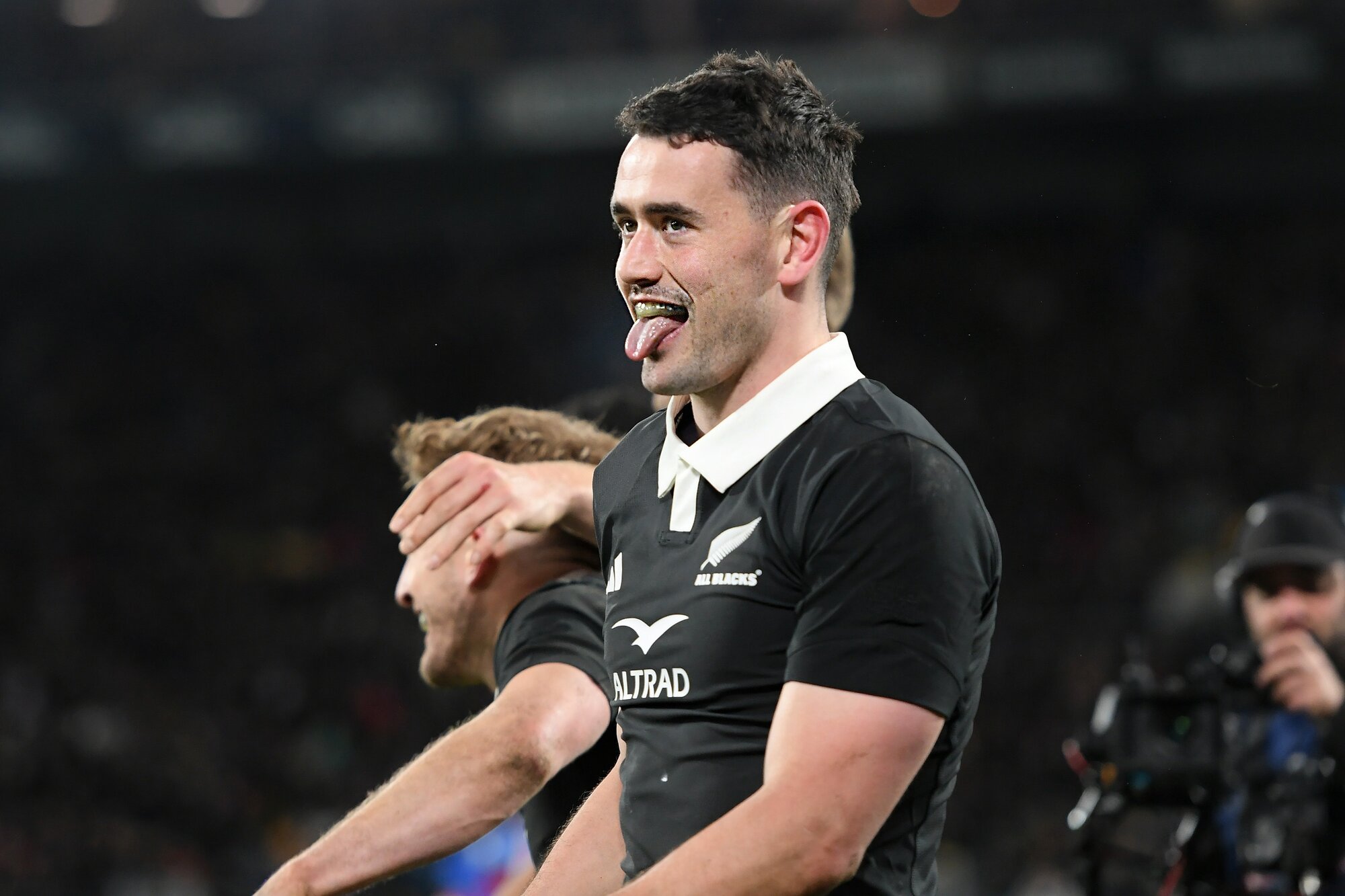 Will Jordan of the All Blacks celebrates a try, 2026 Nations Championship, New Zealand All Black v Italy, Hnry Stadium, Wellington. Saturday 11 July, 2026
© Mandatory credit: Kerry Marshall / www.photosport.nz Will Jordan scored three tries against Italy. Photo / Photosport