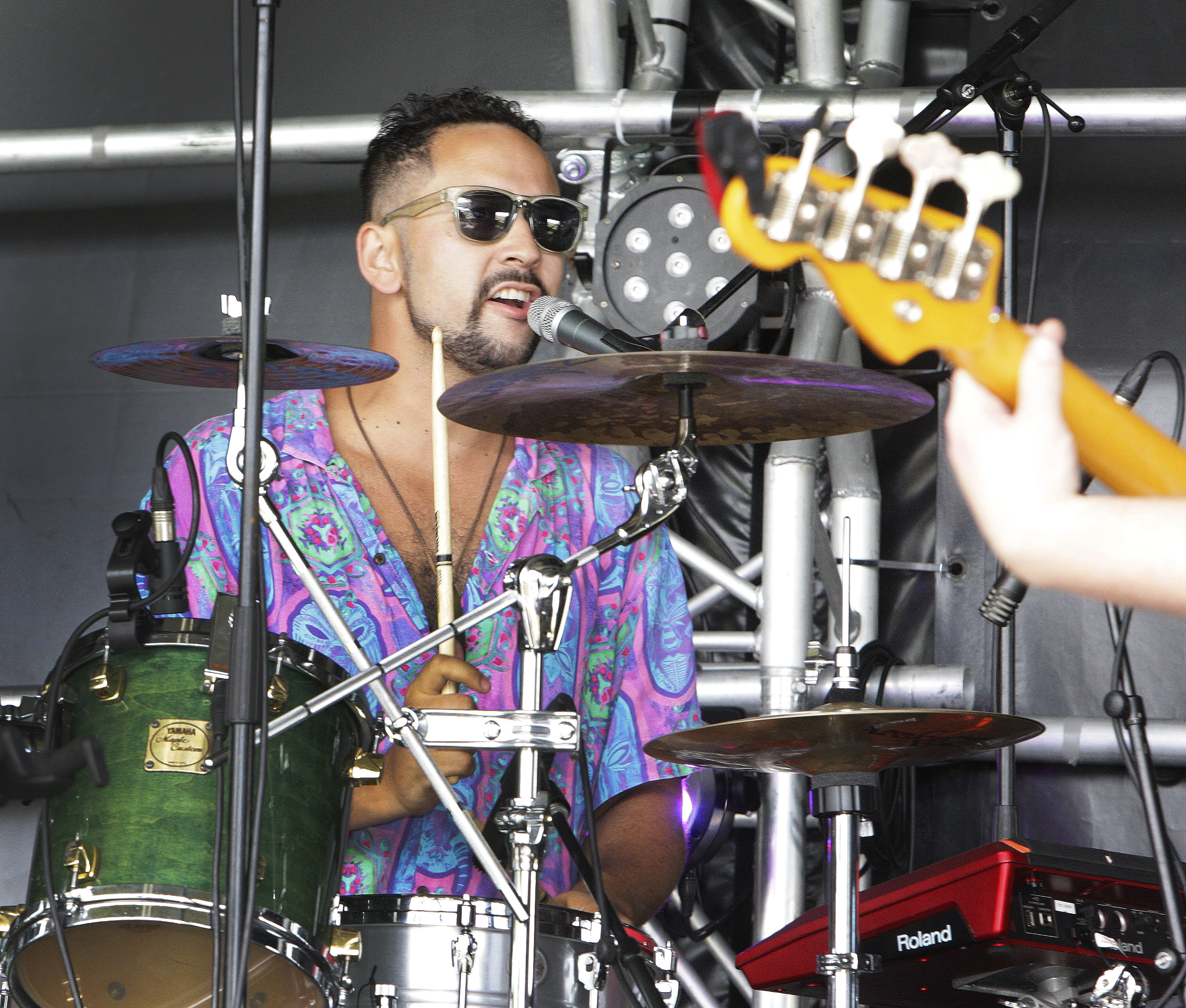 Grayson Barnes rocks out on the drums for local band Otium. Photo / Tania Whyte