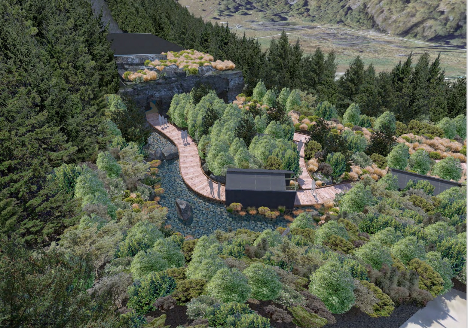 An artist's impression of a man-made glowworm cave in Queenstown as submitted for council approval by Bridget Thackwray and Topher Richwhite. Photo / Supplied