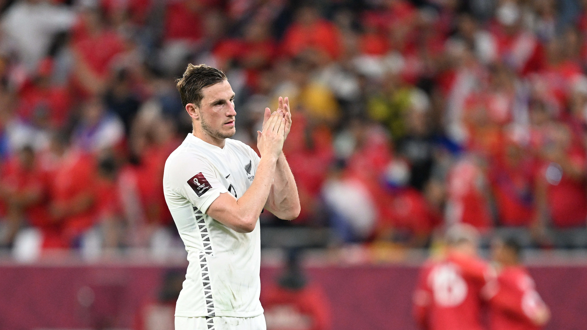 Chris Wood of New Zealand applauds fans. Photo / Photosport.co.nz