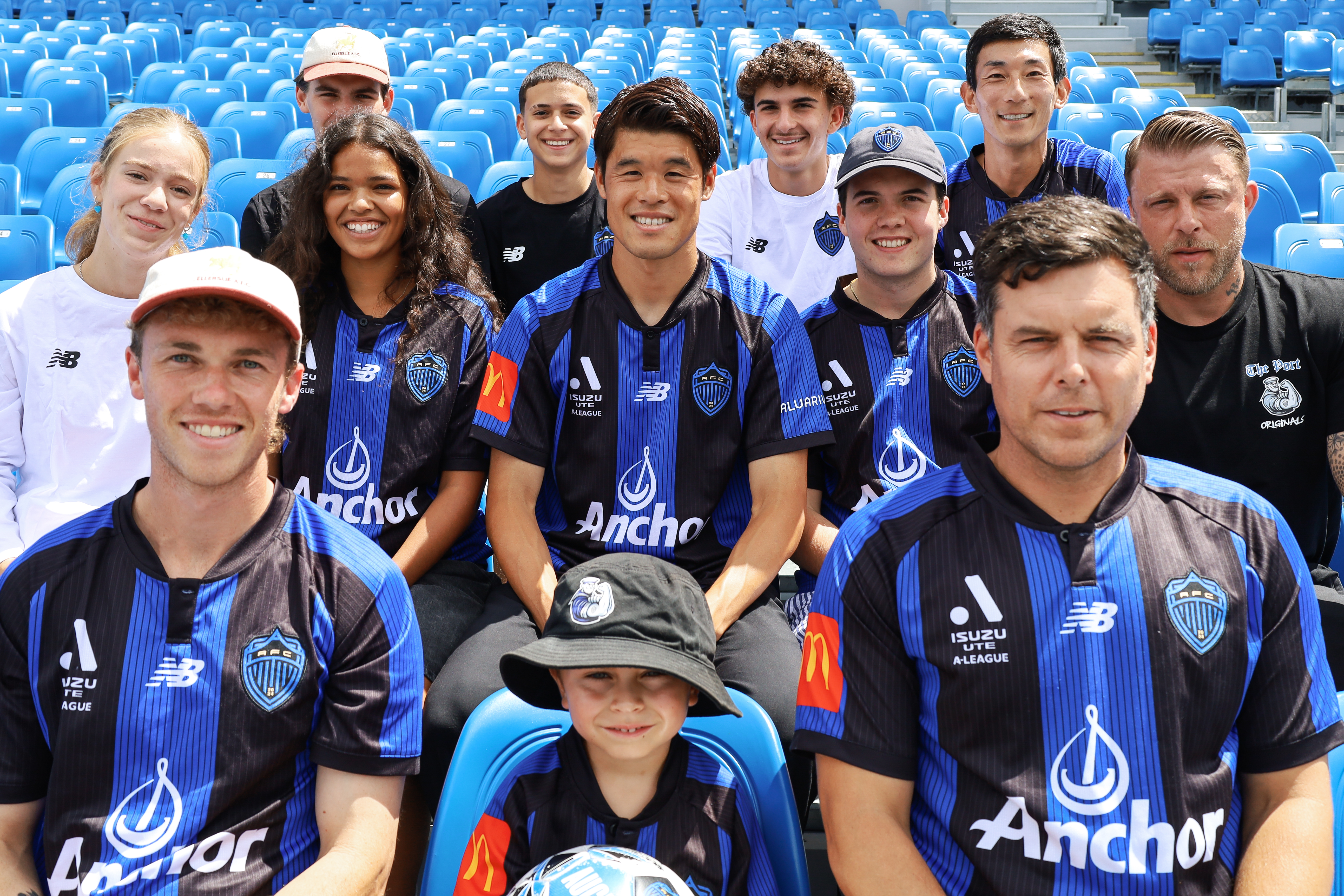Auckland FC captain Hiroki Sakai with fans ahead of his contract extension announcement.