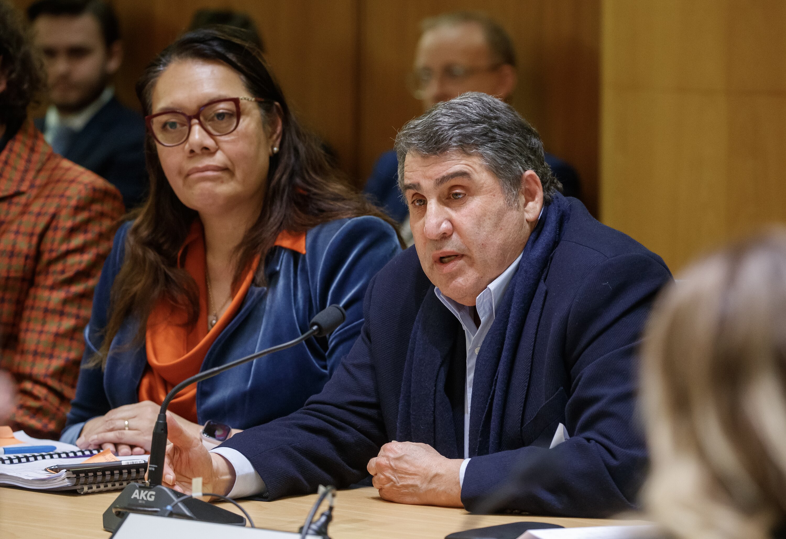 Health NZ Commissioner Lester Levy and chief executive Margie Apa front Parliament's health select committee. Photo / Mark Mitchell 