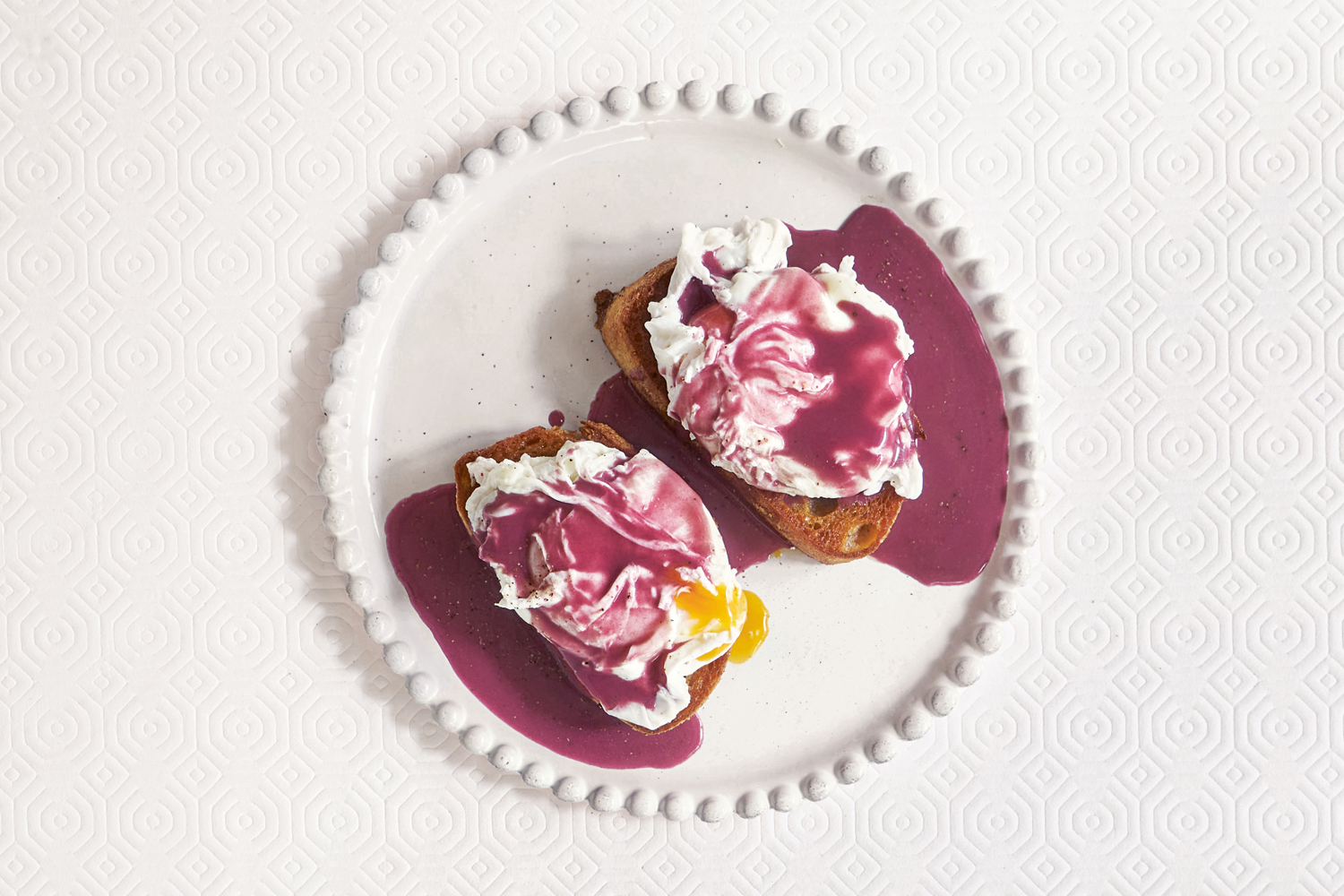 Eggs in meurette sauce is a regional speciality by Ginette Mathiot. Photo / Marie-Pierre Morel