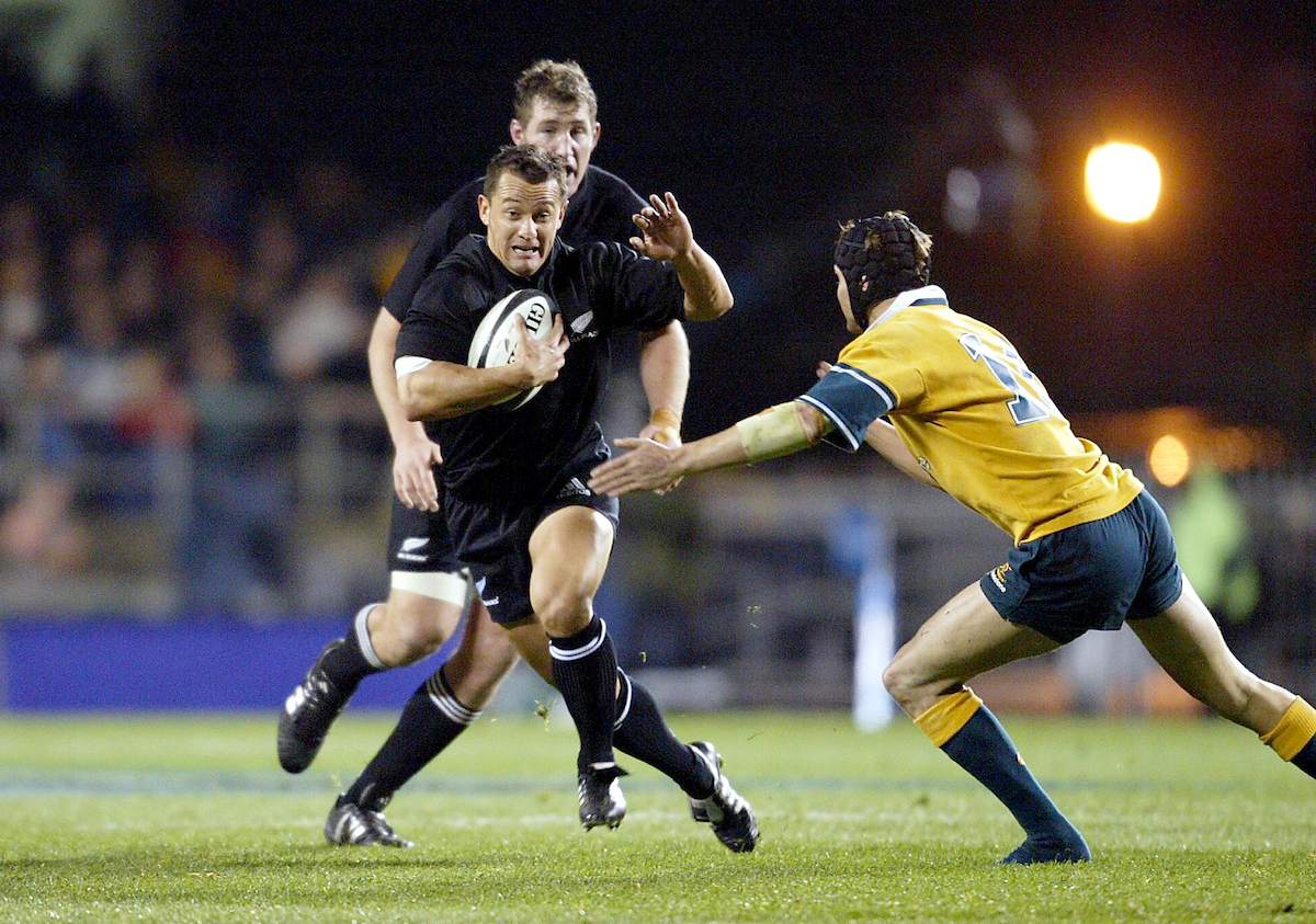 Carlos Spencer in action against the Wallabies at Eden Park in 2003. The All Blacks won the match, 21-17. Photo / Photosport