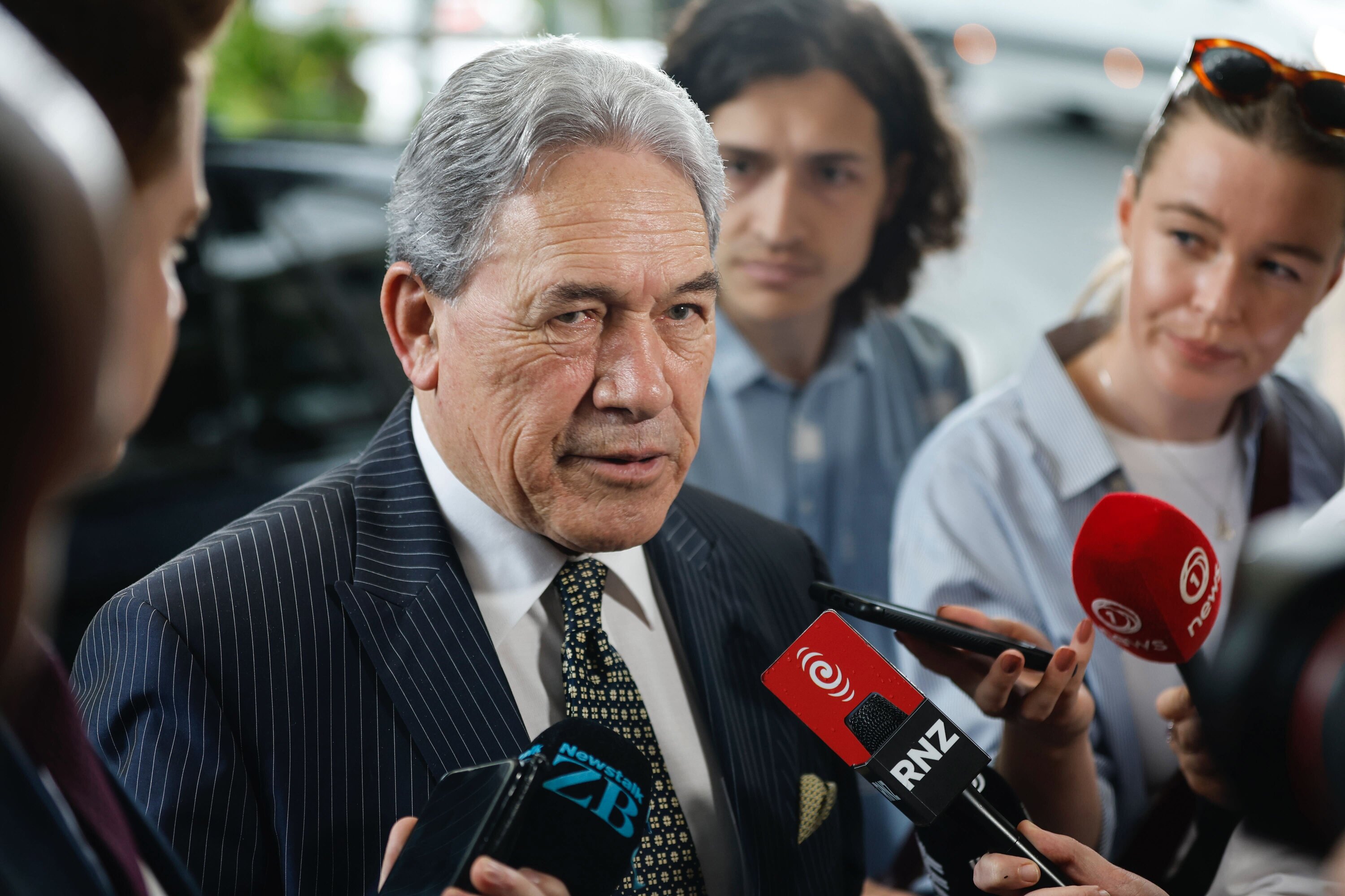 New Zealand First leader Winston Peters arrives at the Cordis Hotel in central Auckland for coalition talks. Photo / Michael Craig 
