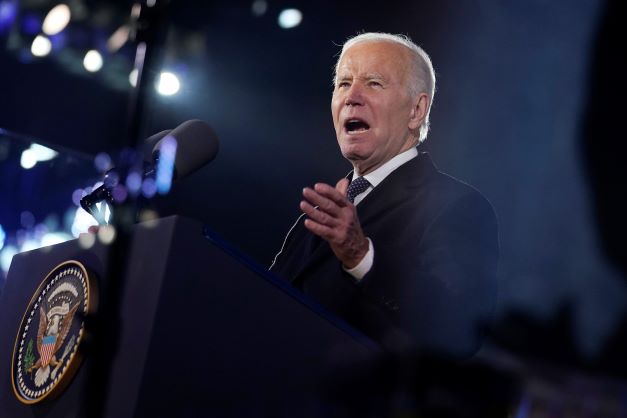 President Joe Biden delivers a speech marking the one-year anniversary of the Russian invasion of Ukraine,. Photo / AP