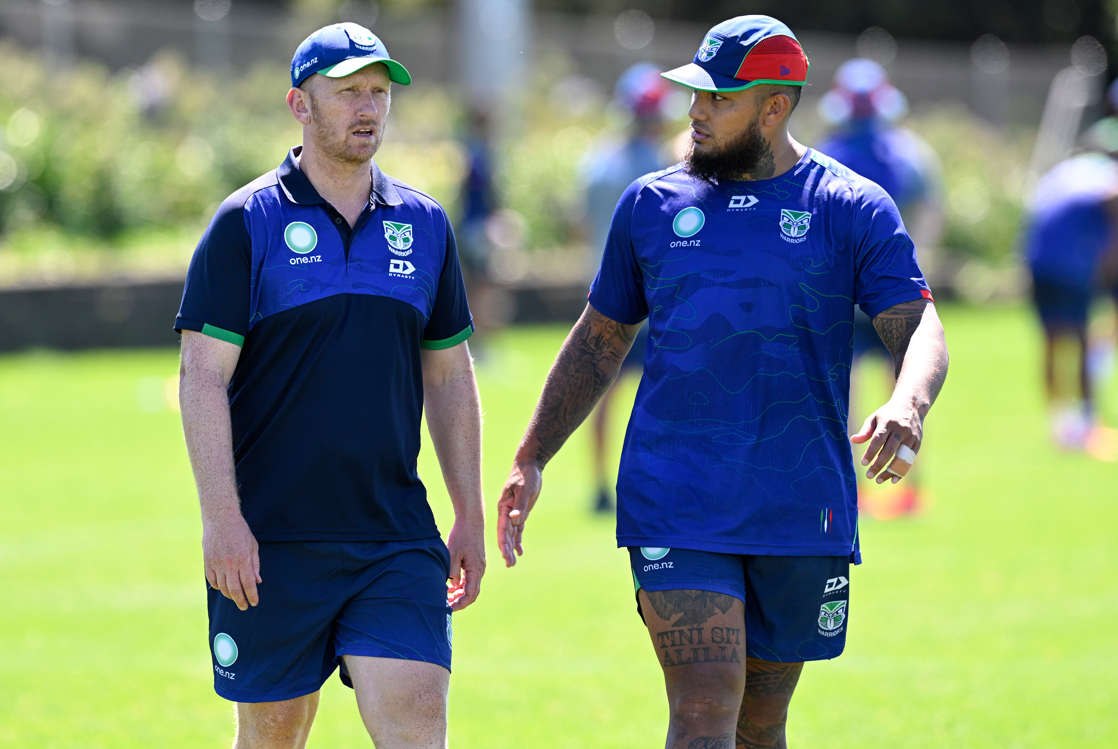 Warriors coach Andrew Webster and star prop Addin Fonua-Blake. Photo / Photosport