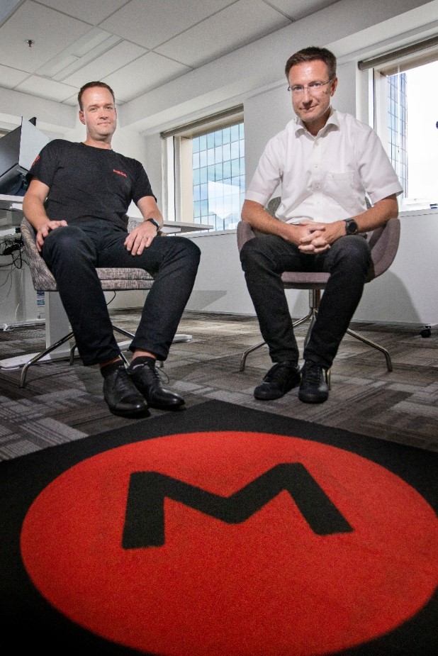 Mega cloud storage site co-founders Bram van der Kolk and Mathias Ortmann. Photo / Mike Scott