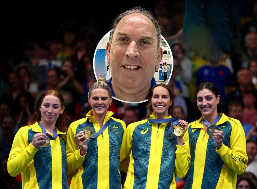 Eurosport commentator Bob Ballard has been stood down for comments about Australian gold medallists  Mollie O'Callaghan (left), Shayna Jack, Emma McKeon and Meg Harris. Photo / Getty Images