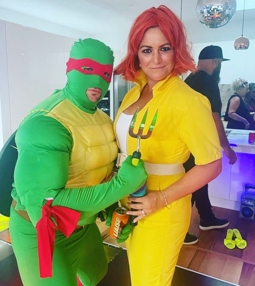 Toni Street and her husband Matt France dressed up as Teenage Mutant Ninja Turtles characters. Photo / Supplied