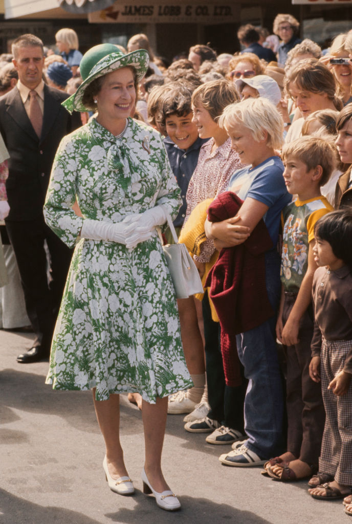Queen Elizabeth during a walkabout in New Plymouth, New Zealand, in February 1977. Photo / Getty Images