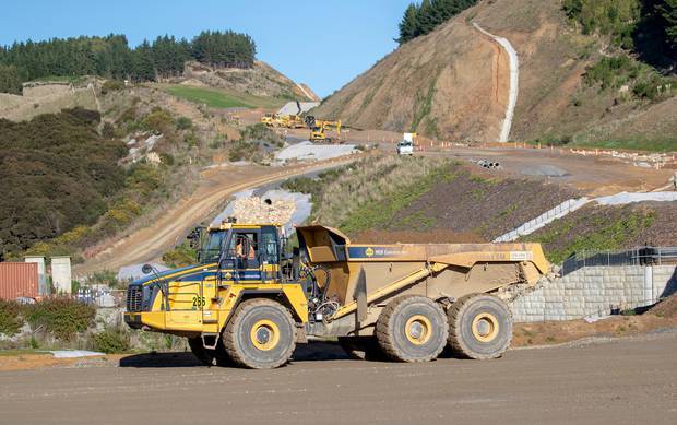 Construction work on Transmission Gully at the State Highway 58 Interchange. Photo / Mark Mitchell