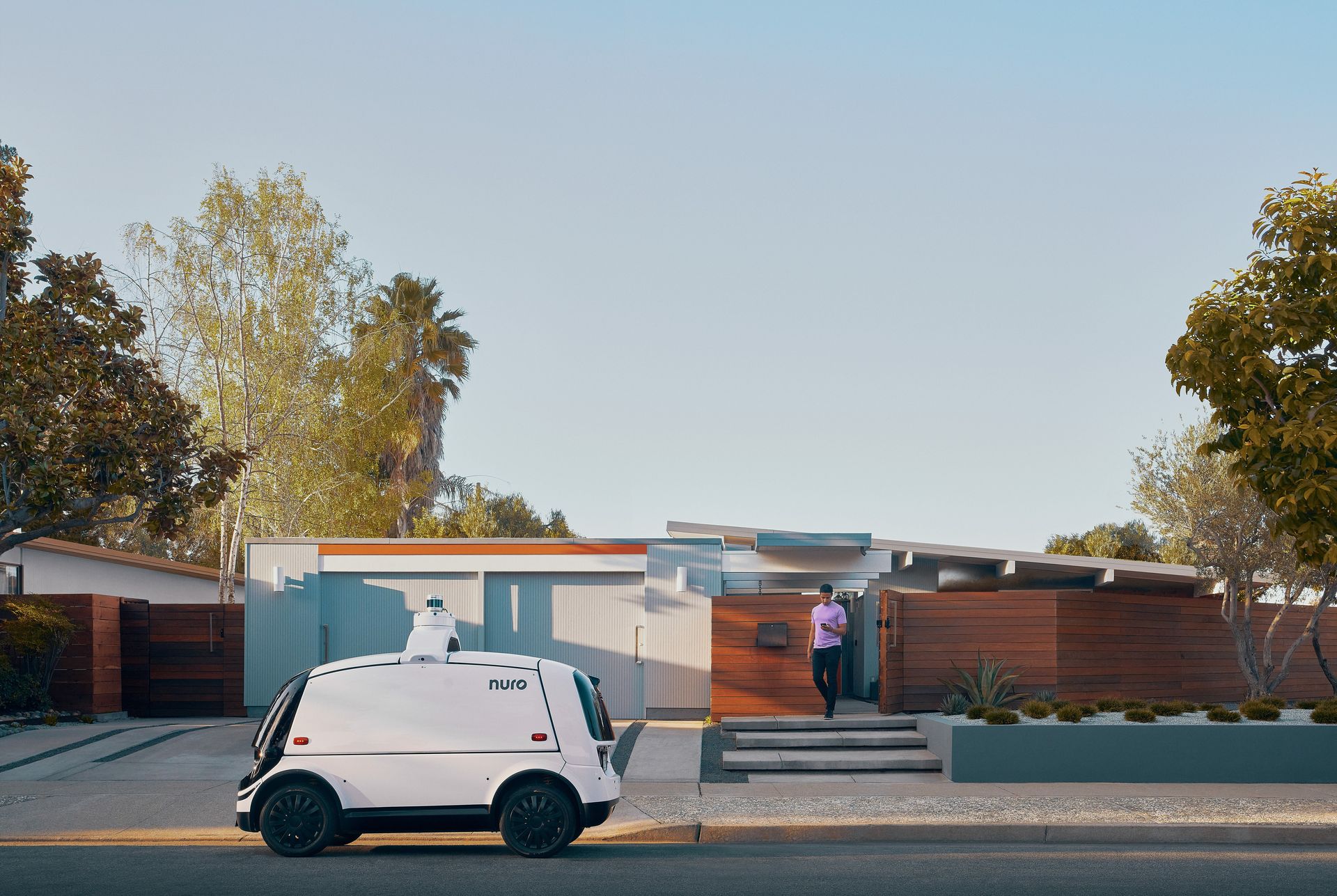 An app alerts you when Nuro's self-driving delivery vehicle is approaching. Photo / supplied