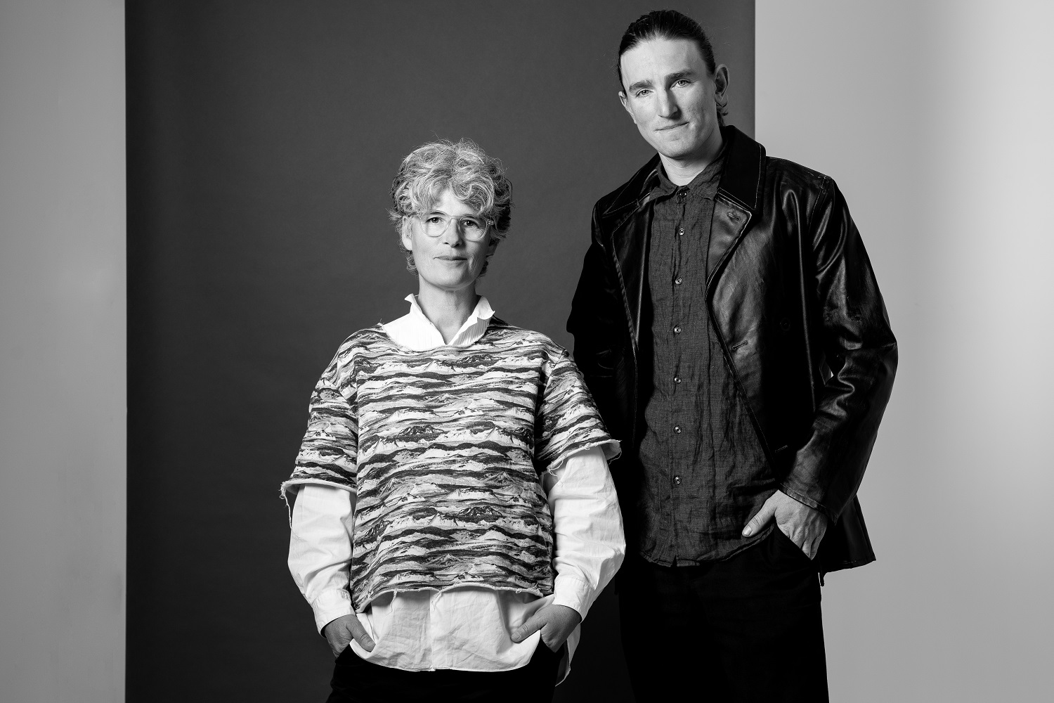 Sarah wears vintage Comme des Garçons shirt, vintage Zambesi top and pants. Levi wears COS jacket, Uniqlo shirt.