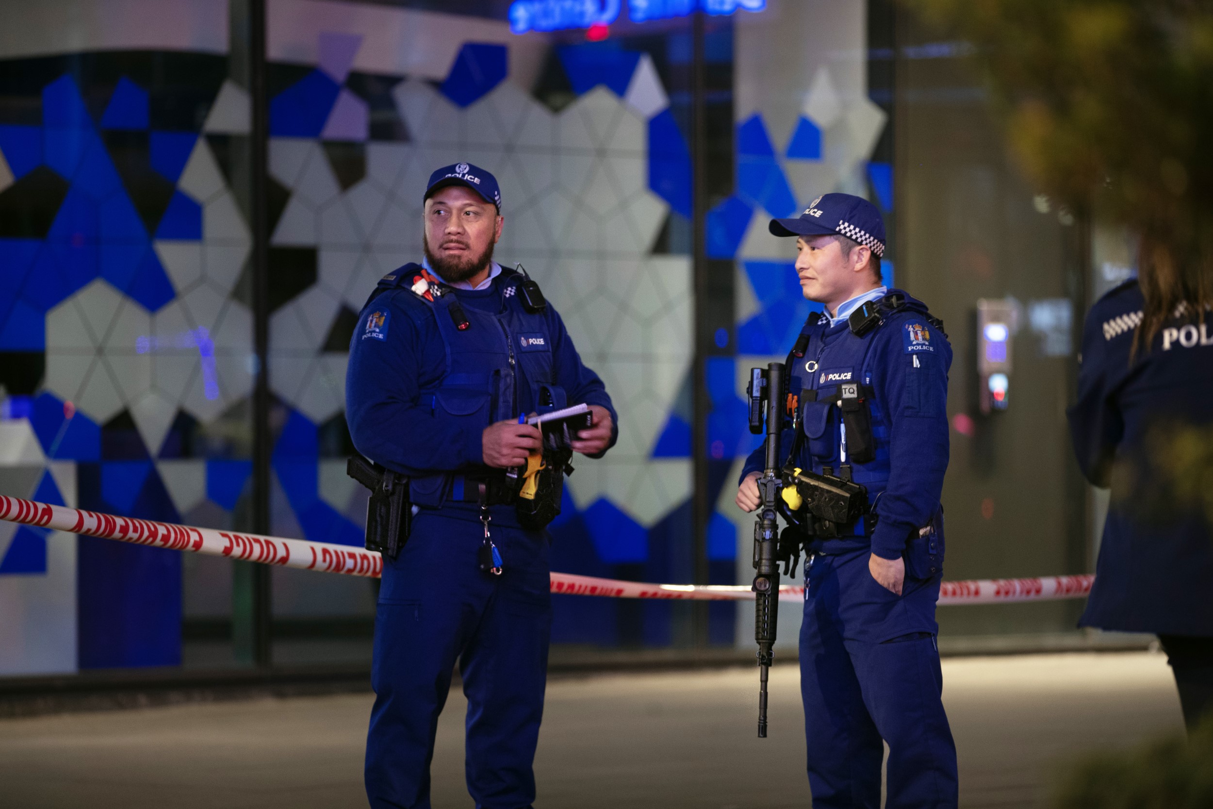 Armed police on lower Queen St following last week's shooting. Photo / Hayden Woodward