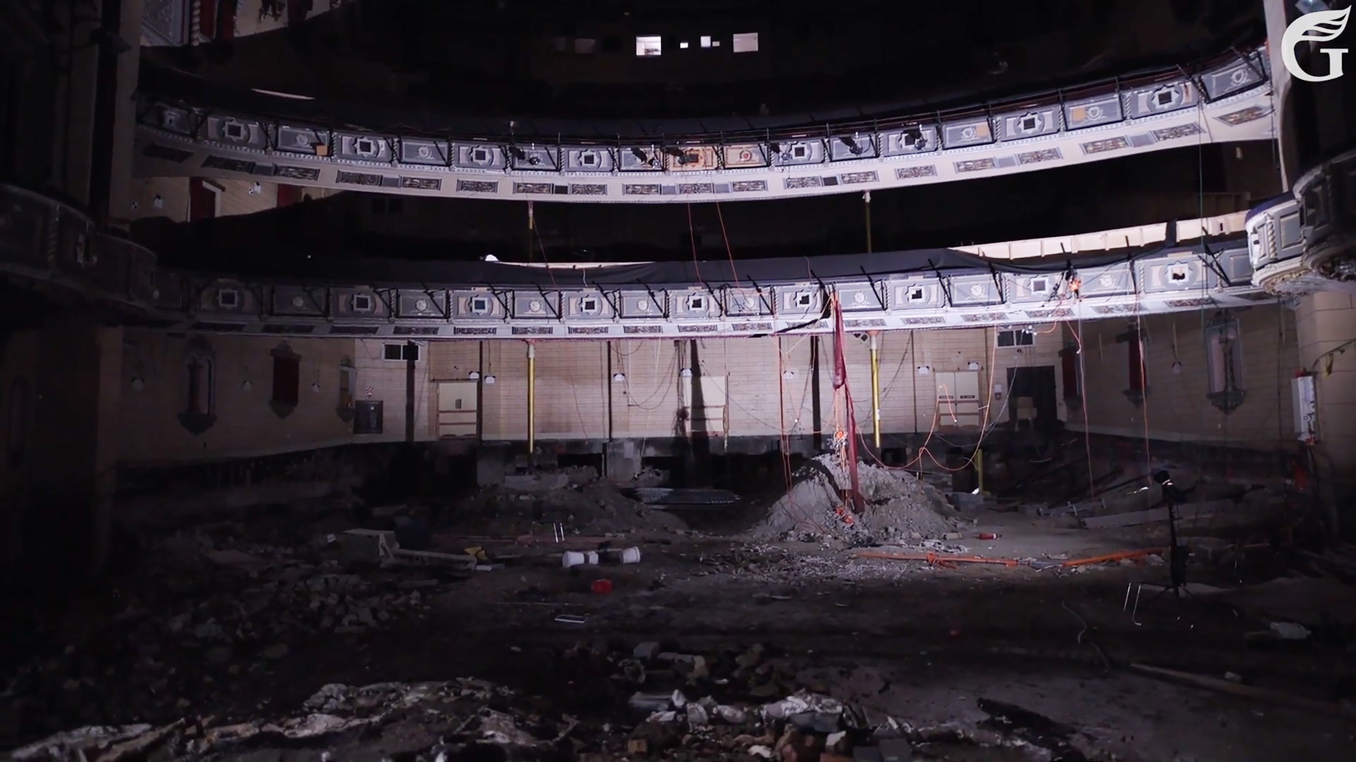 The scene at St James Theatre in Auckland after another vandalism attack in August last year. Photo / Green Party of Aotearoa