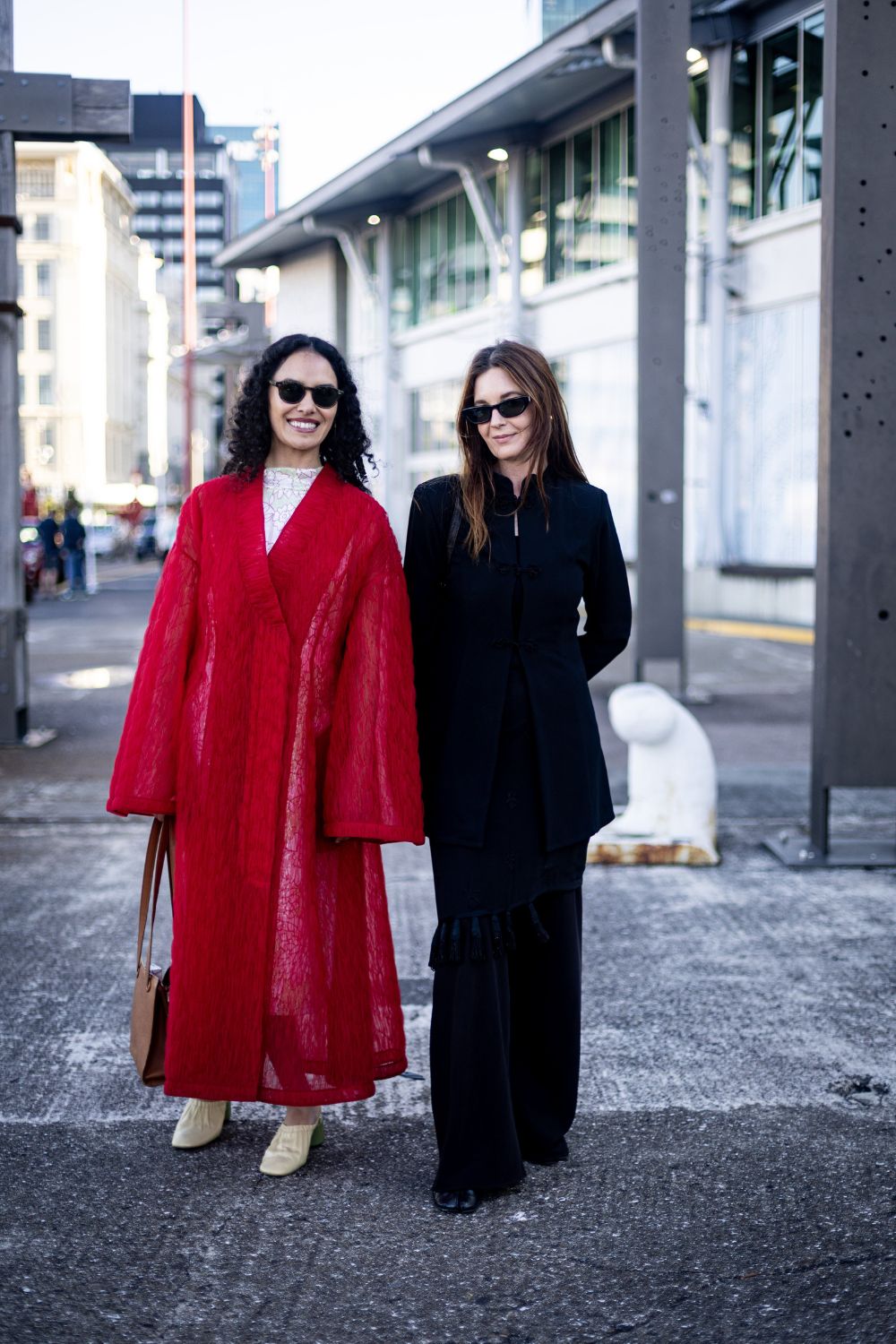 Jade Townsend wears Claudia Li. Jasmin Scott, of jewellery label Jasmin Sparrow, wears vintage and Maison Margiela tabis. Photo / Dean Purcell
