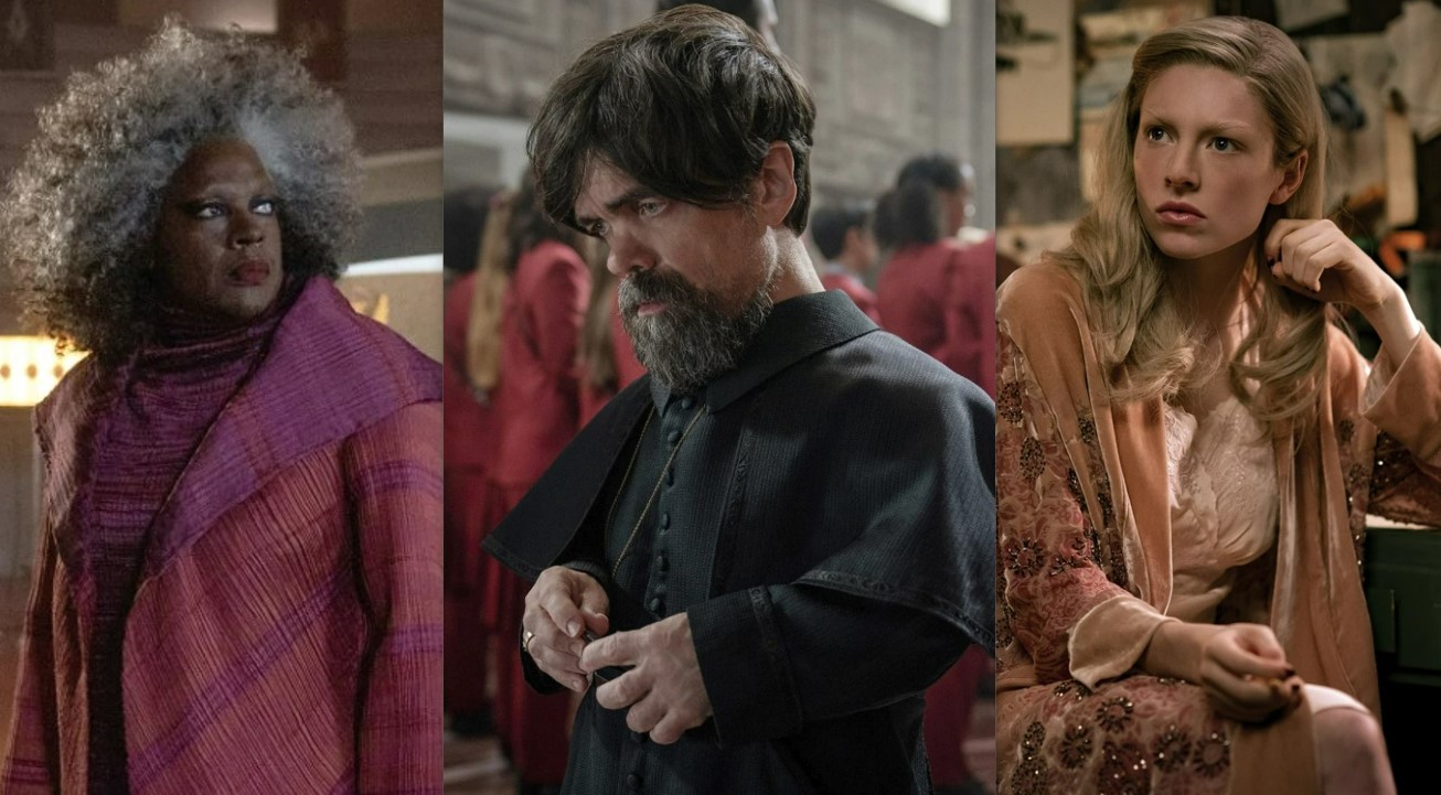 Viola Davis as Dr. Volumnia Gaul, Peter Dinklage as Dean Casca Highbottom and Hunter Schafer as Tigris Snow. Photo / AP