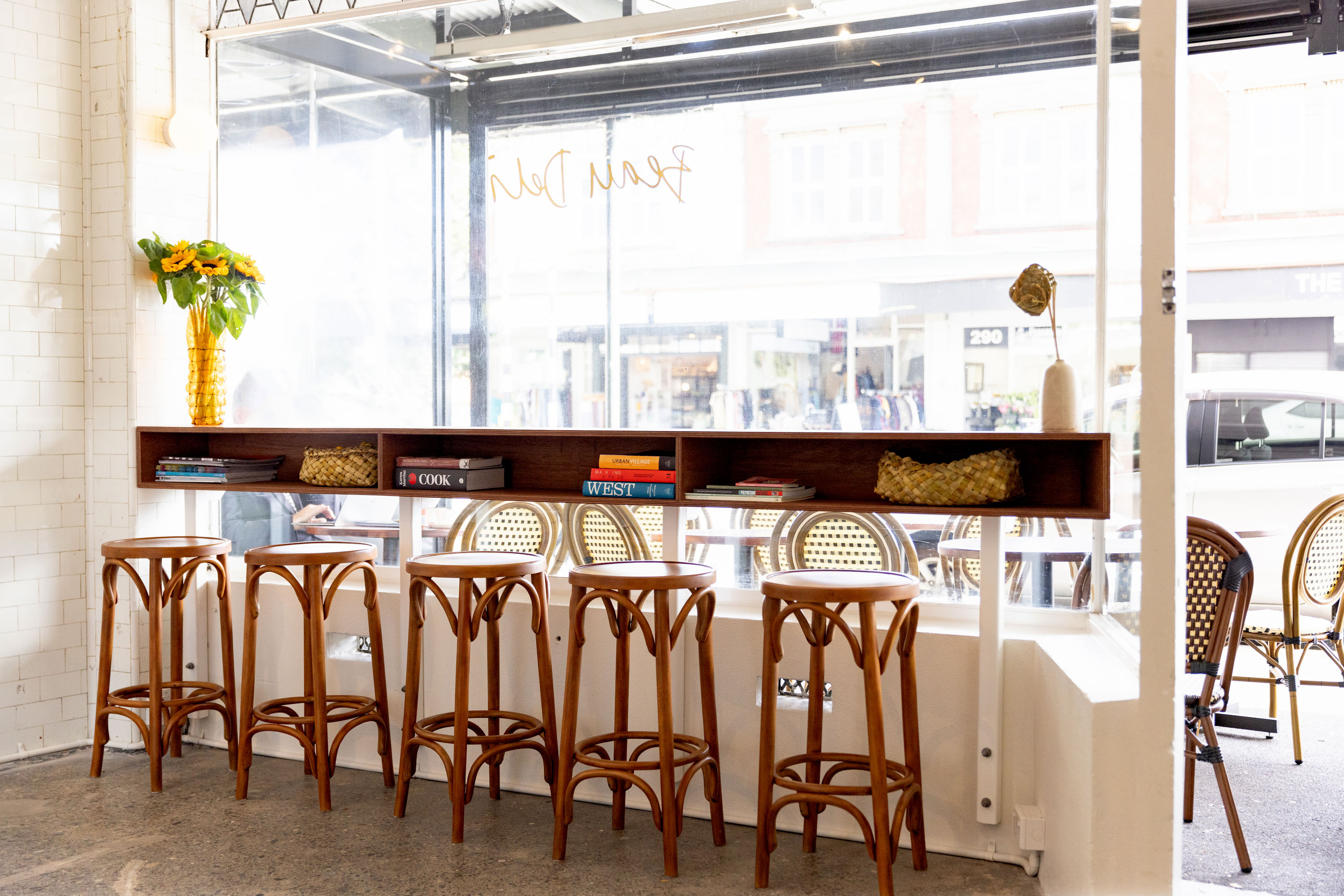A sunny window seat at Beau Deli. Photo / Babiche Martens