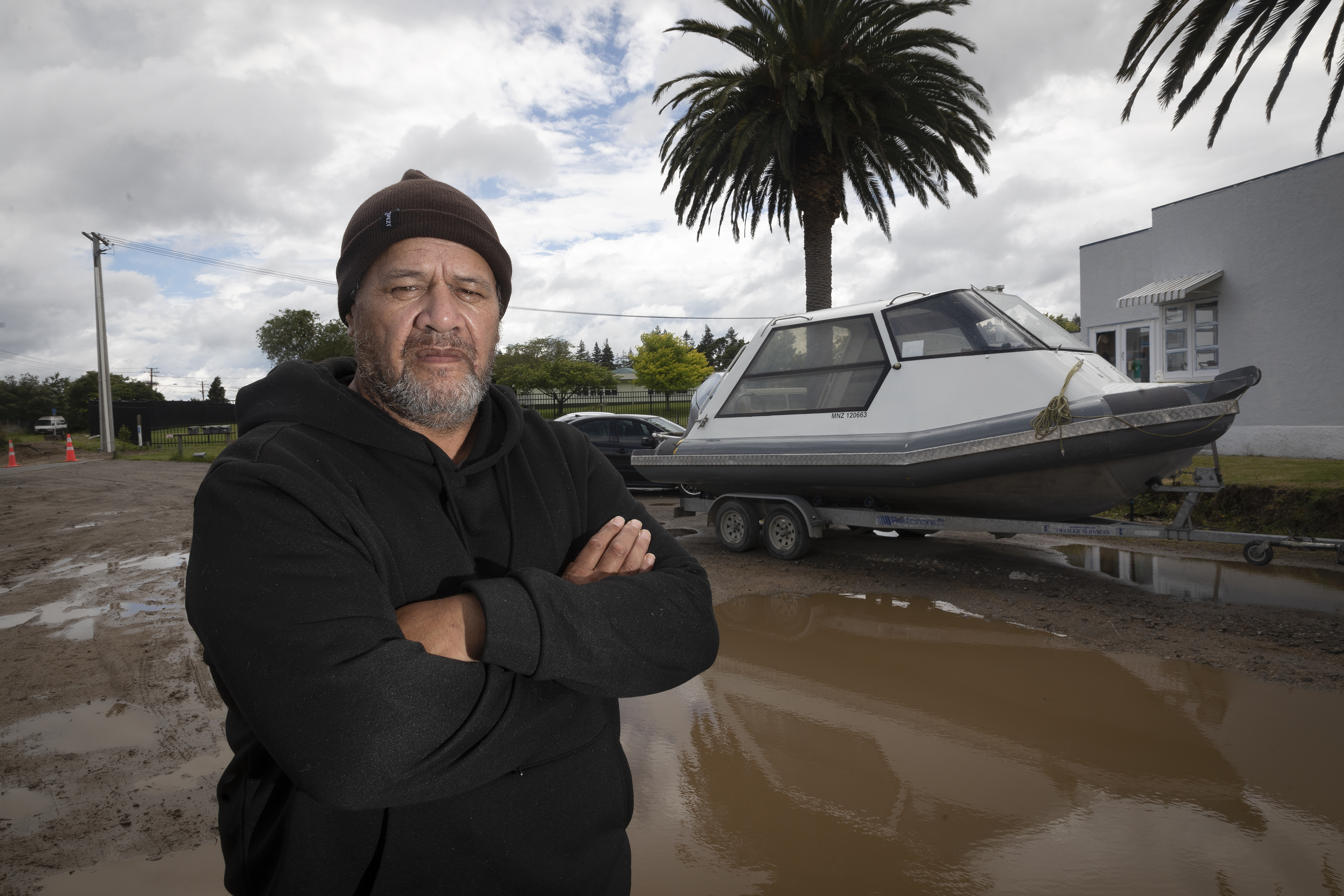 Nireaha Pirika with a boat that was allegedly stolen and later recovered. Photo / Andrew Warner