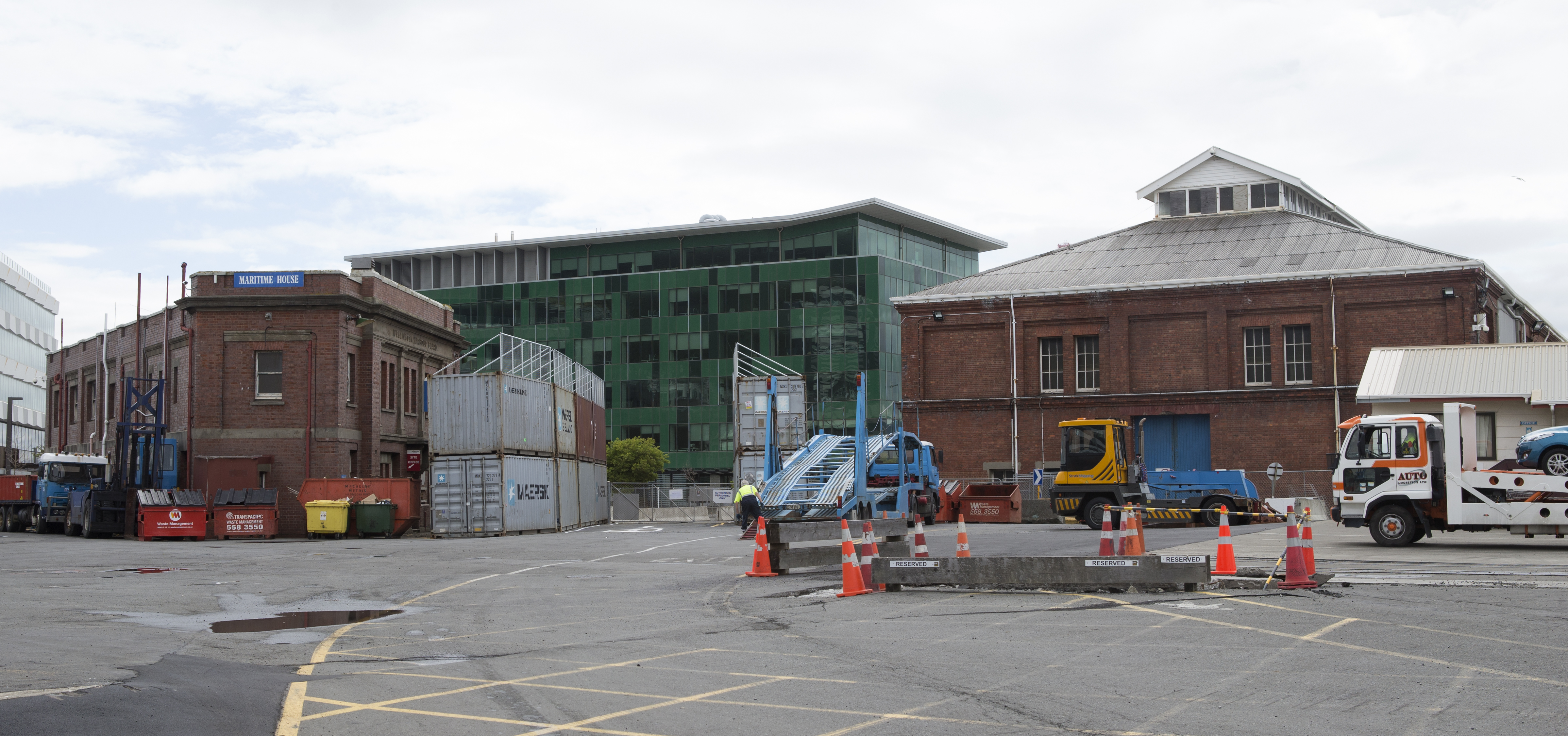 CentrePort buildings (from left) Maritime House, Statistics House and Shed 35, damaged by the Kaikoura Earthquake. Photo / Mark Mitchell.
