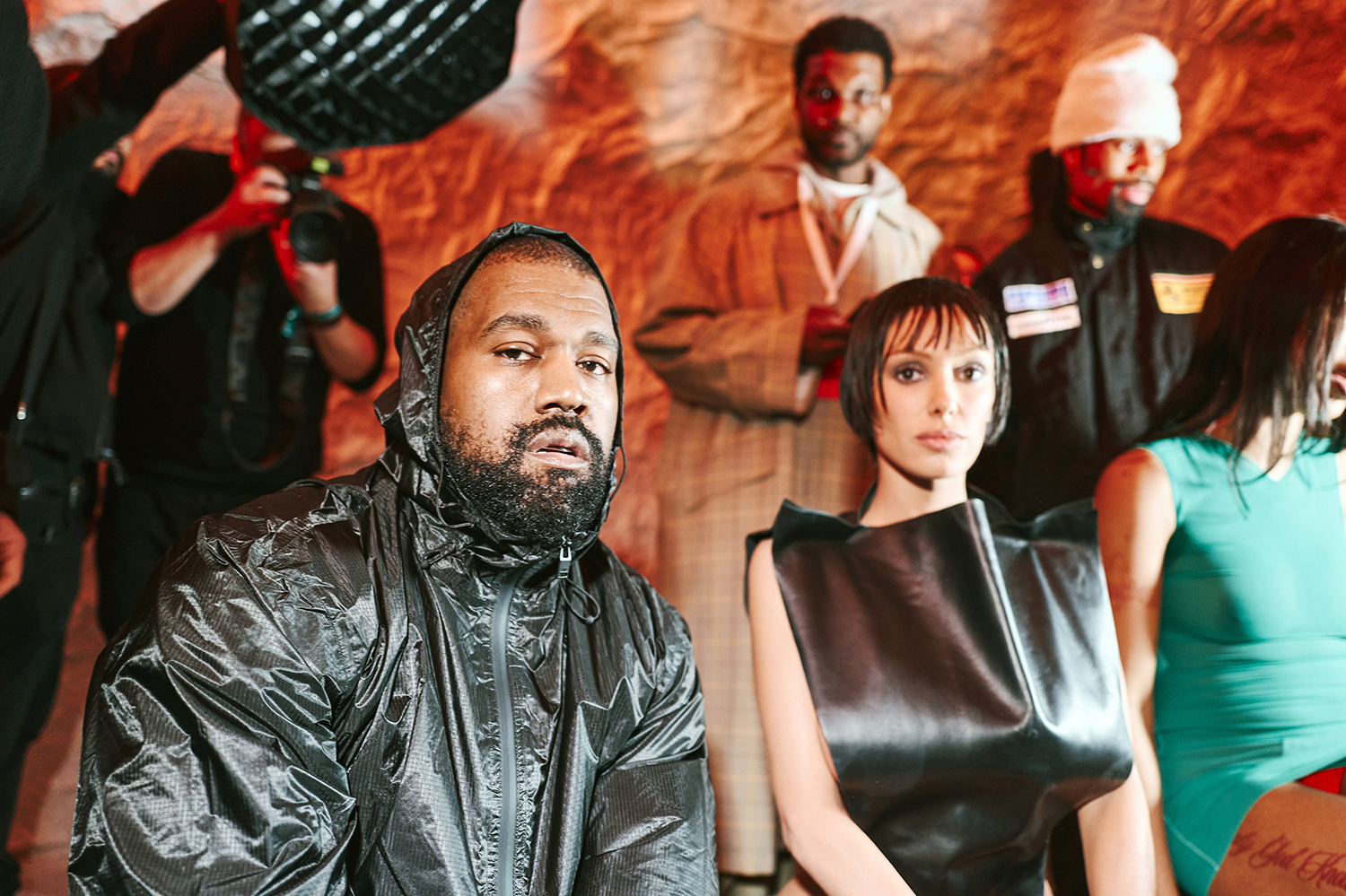 Ye, the artist formerly known as Kanye West, and his wife, Bianca Censori, in the front row at the Marni show in Milan in February. Ye was broadly excoriated and lost his corporate deals after his racist and antisemitic statements in 2022. Photo / Simbarashe Cha, The New York Times