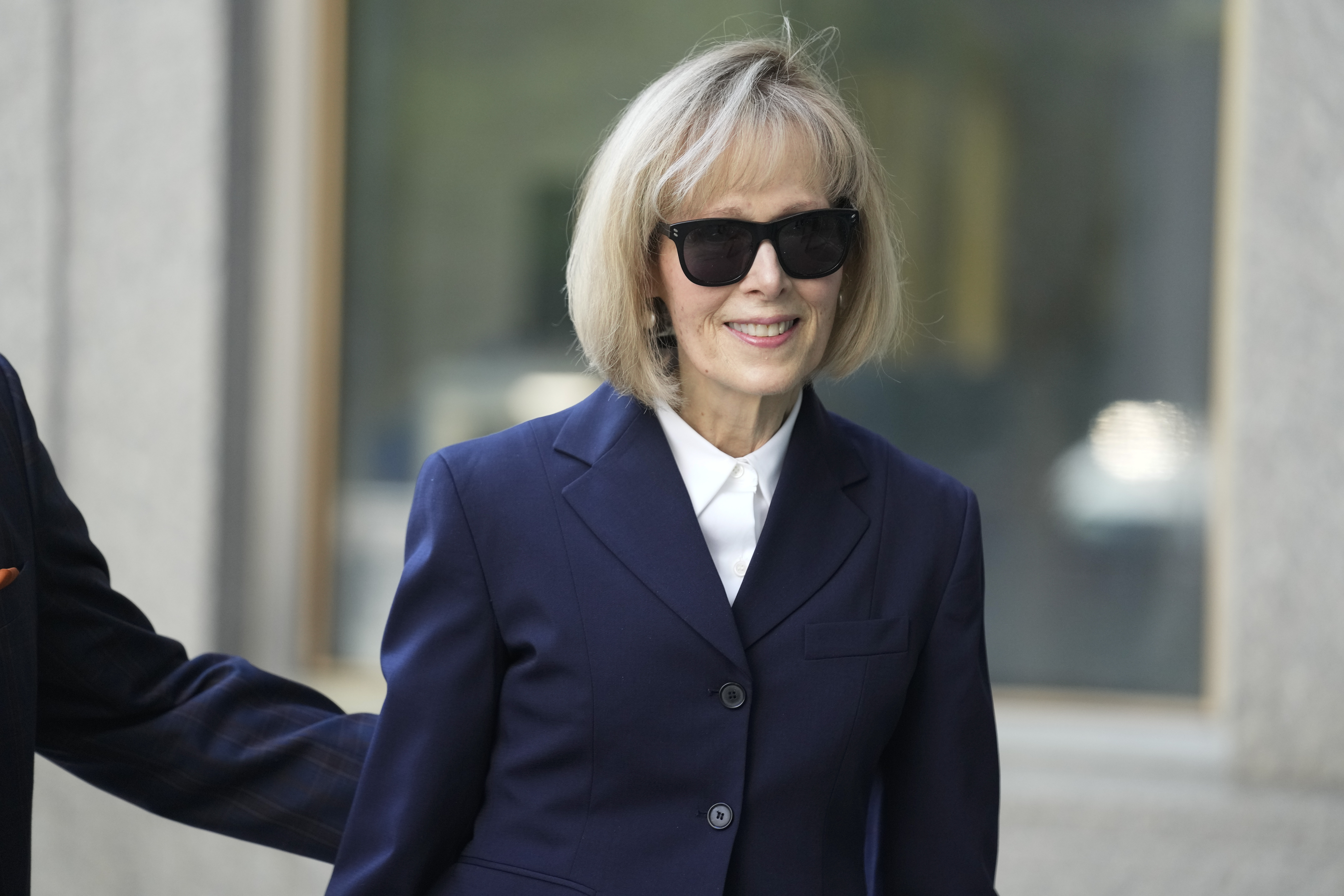 Former advice columnist E. Jean Carroll arrives to federal court in New York last week. Photo / AP