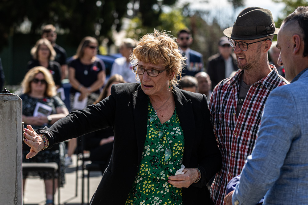 Rory Malone’s mother and brother at Riverhead War Memorial Park today. Photo / Jason Dorday