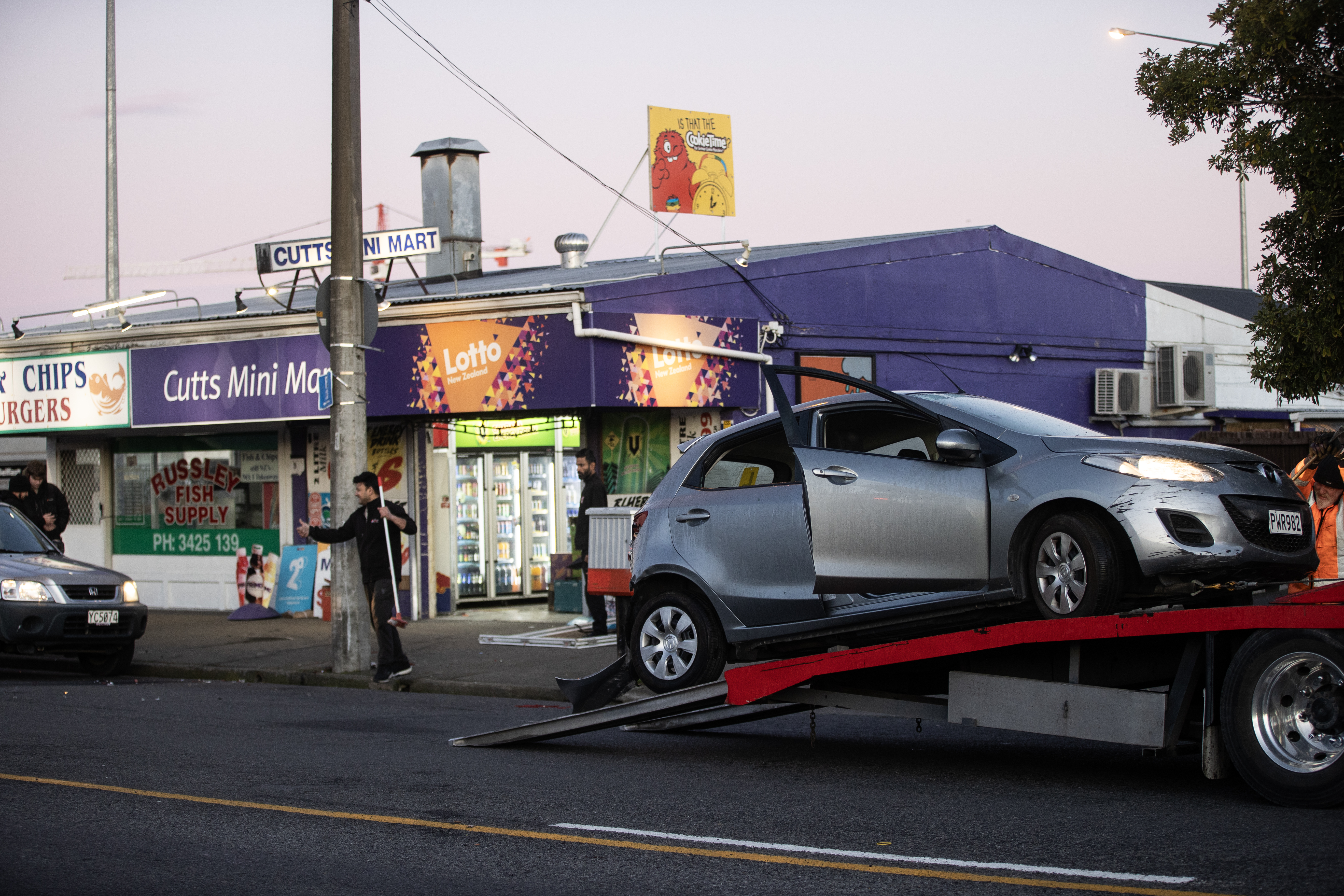 The Cutts Mini Mart ram raid Christchurch. Photo / George Heard