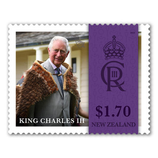 One of the commemorative stamps that will be issued by NZ Post to mark King Charles' coronation. Photo / NZ Post