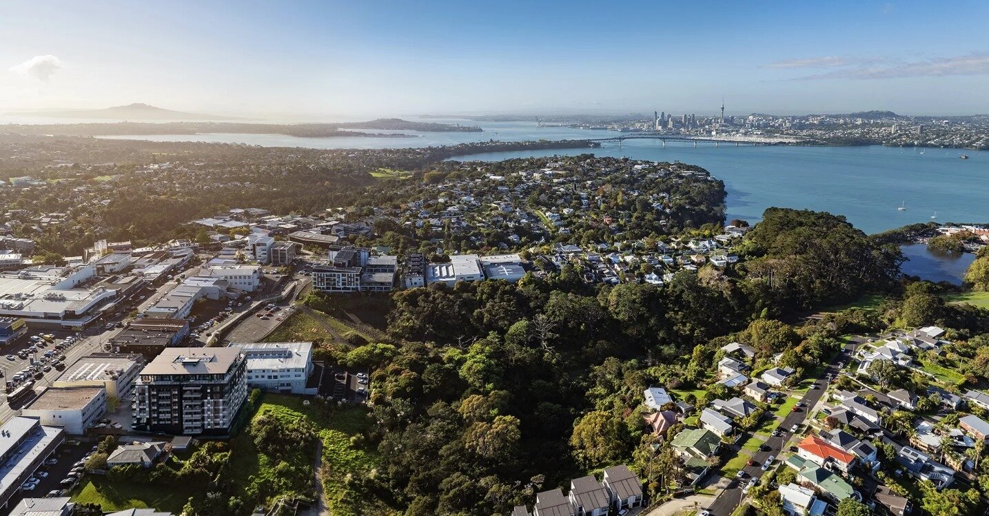 Plans for the new Chelsea Rise apartments (far left) in Birkenhead. Kalmar Construction started on the site around March. Photo / Chelsea Rise website