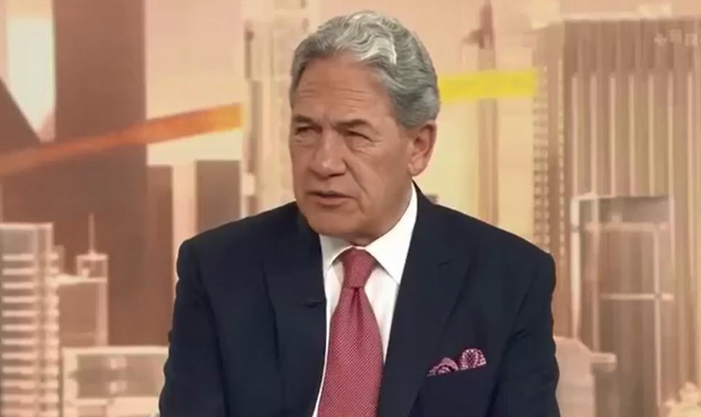 A still image from a deepfake AI-generated video depicting deputy Prime Minister Winston Peters appearing to endorse cryptocurrency investment. The video was the subject of a public scam warning in August by the Financial Markets Authority. Photo / FMA