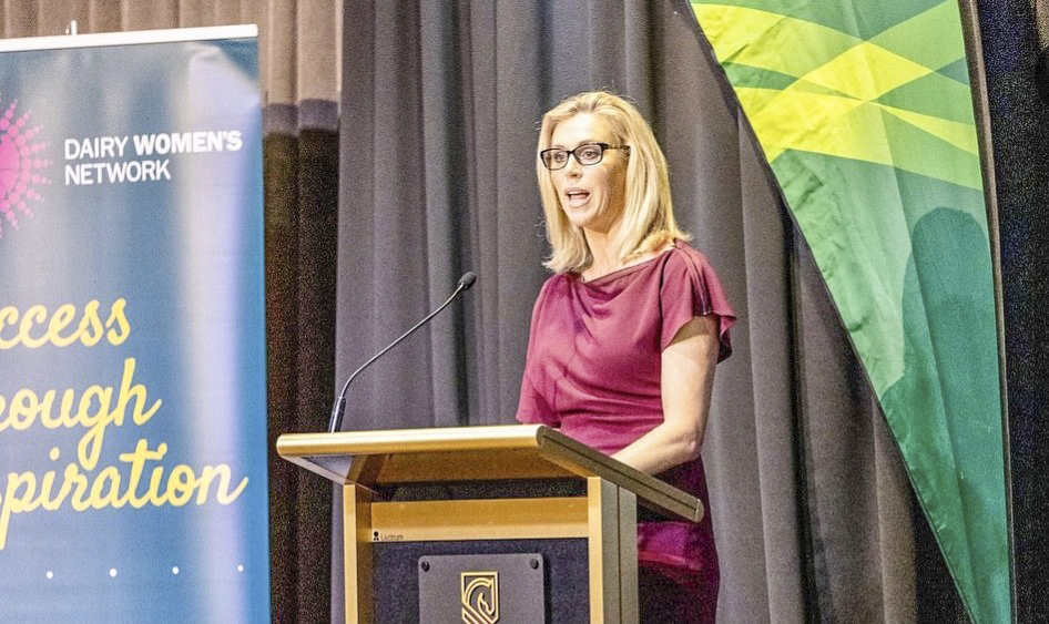 Petrie delivers a speech to the Dairy Women's Network. Photo / Supplied