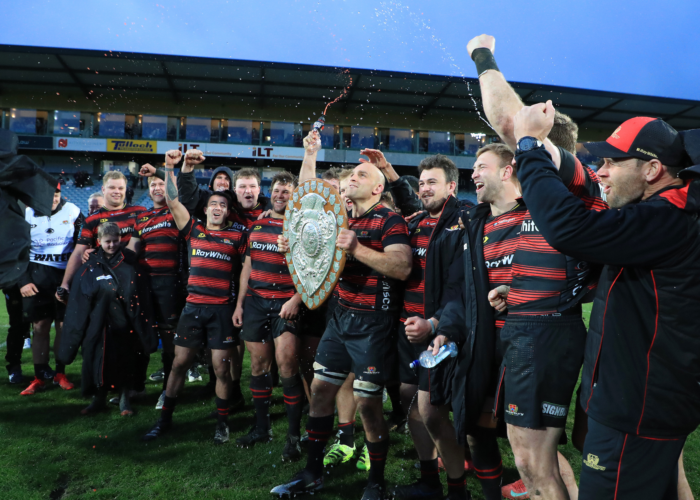 Canterbury celebrate winning the Ranfurly Shield. Photo / Photosport