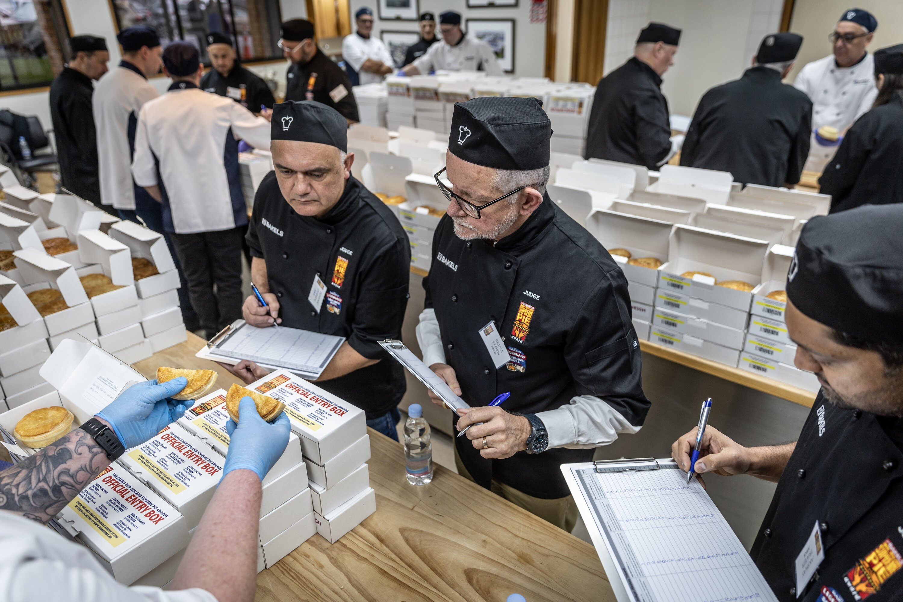 Judging day for the Bakels NZ Pie Awards. Photo / Michael Craig