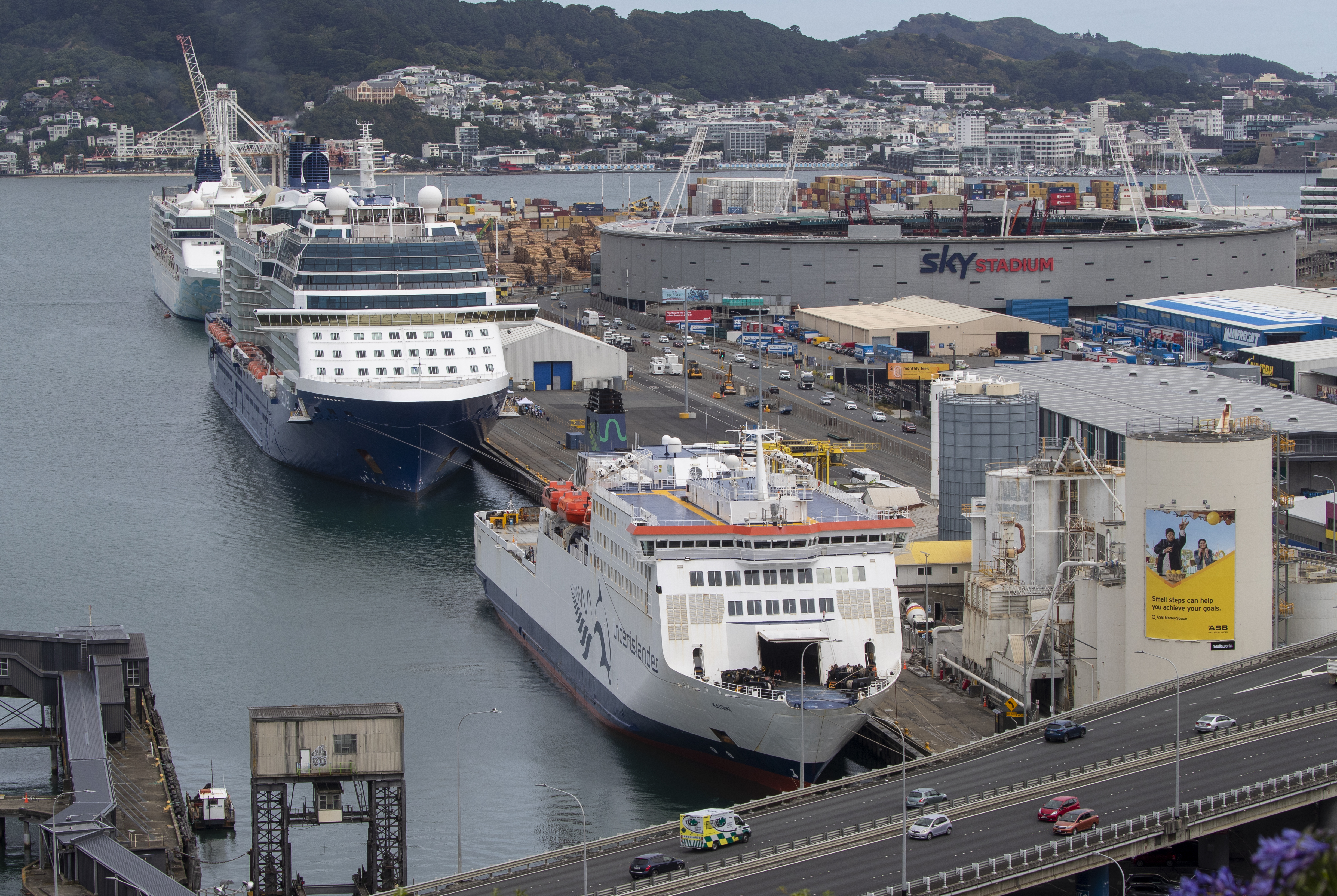 The Interislander Cook Strait ferry Kaitaki docked at CentrePort in Wellington Photo / Mark Mitchell
