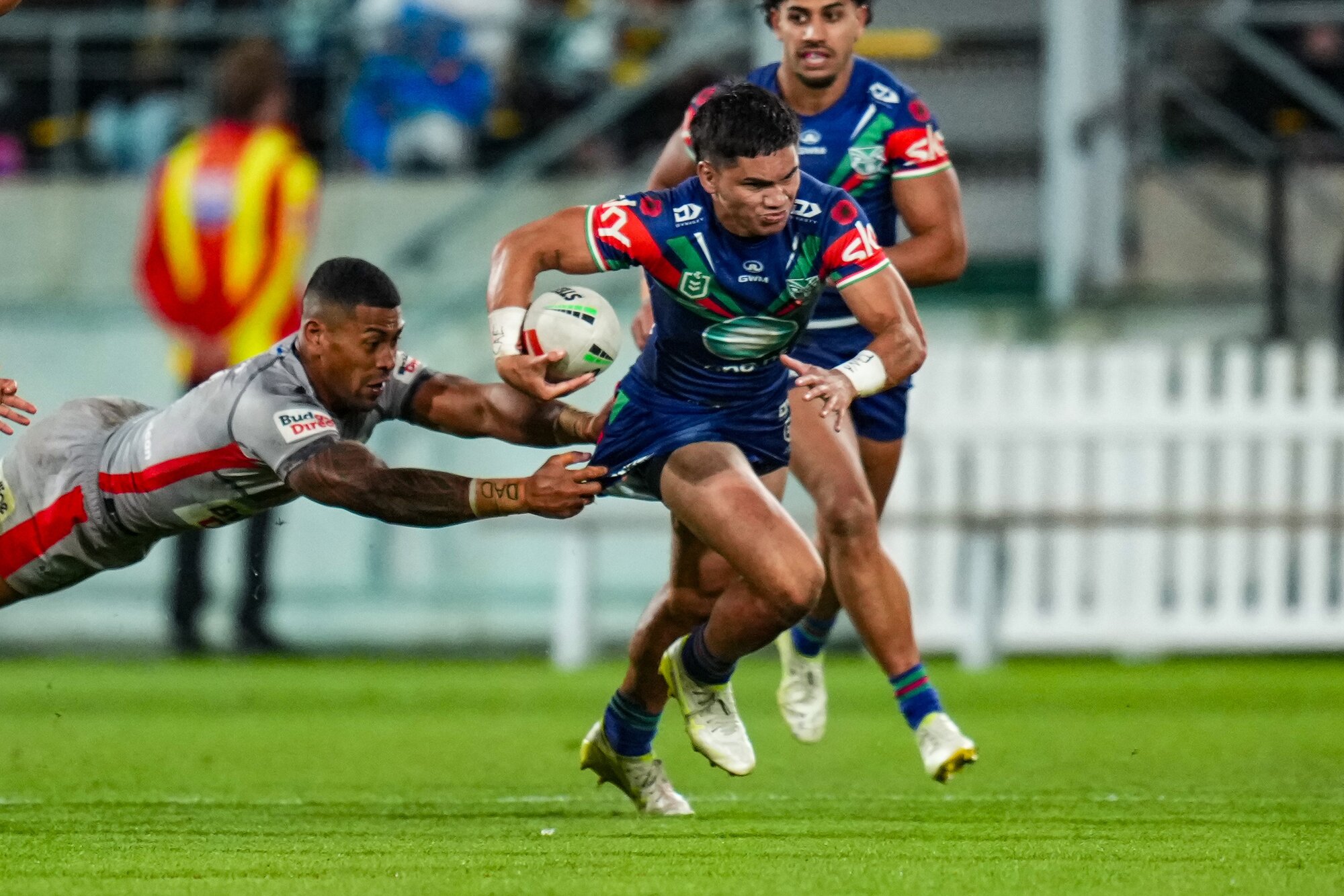 Taine Tuaupiki scored a try in the Warriors' win over the Dolphins in Wellington. Photo / Photosport