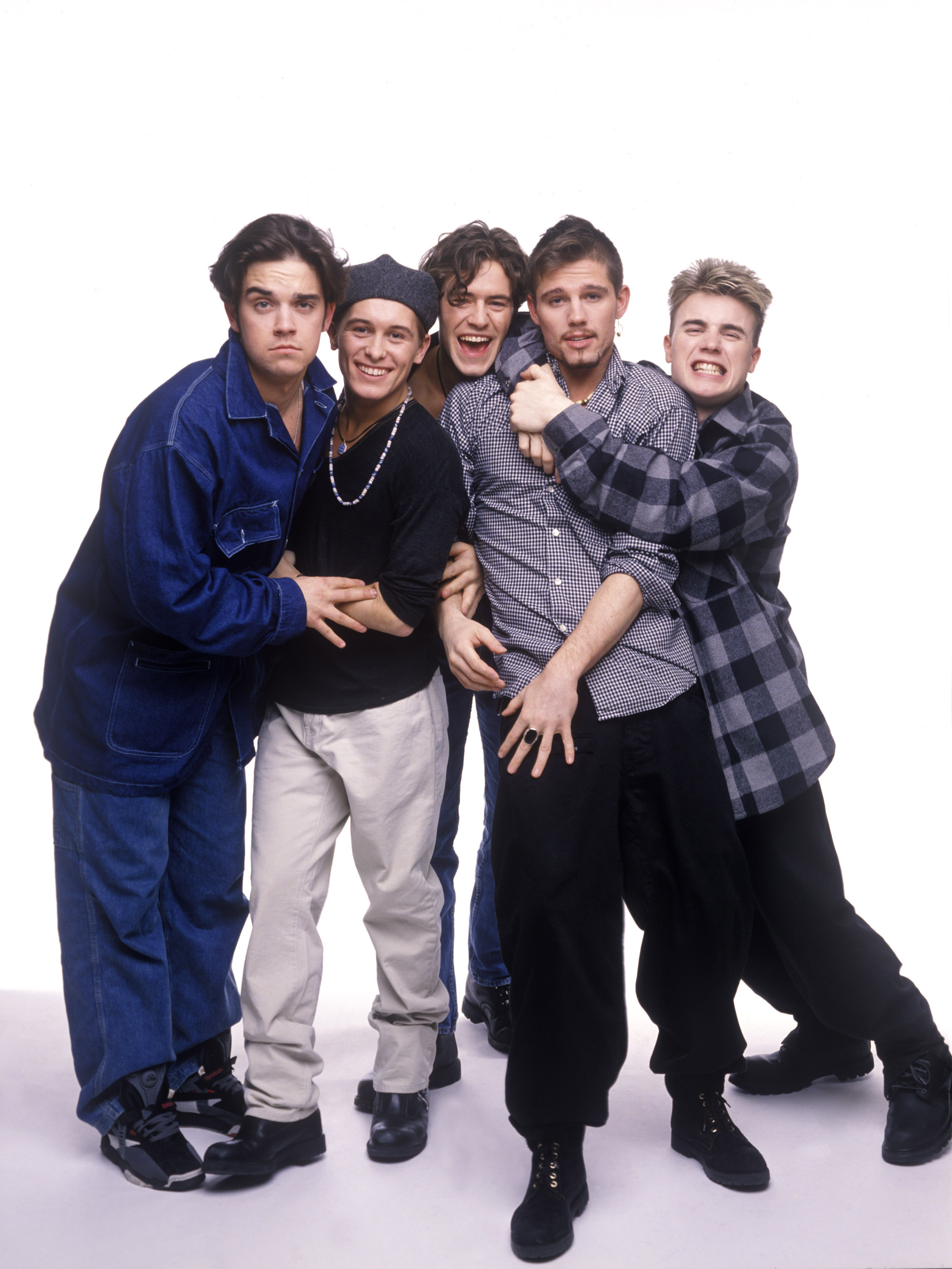 Frome left, Robbie Williams, Mark Owen, Howard Donald, Jason Orange and Gary Barlow, of Take That. Photo / Getty Images