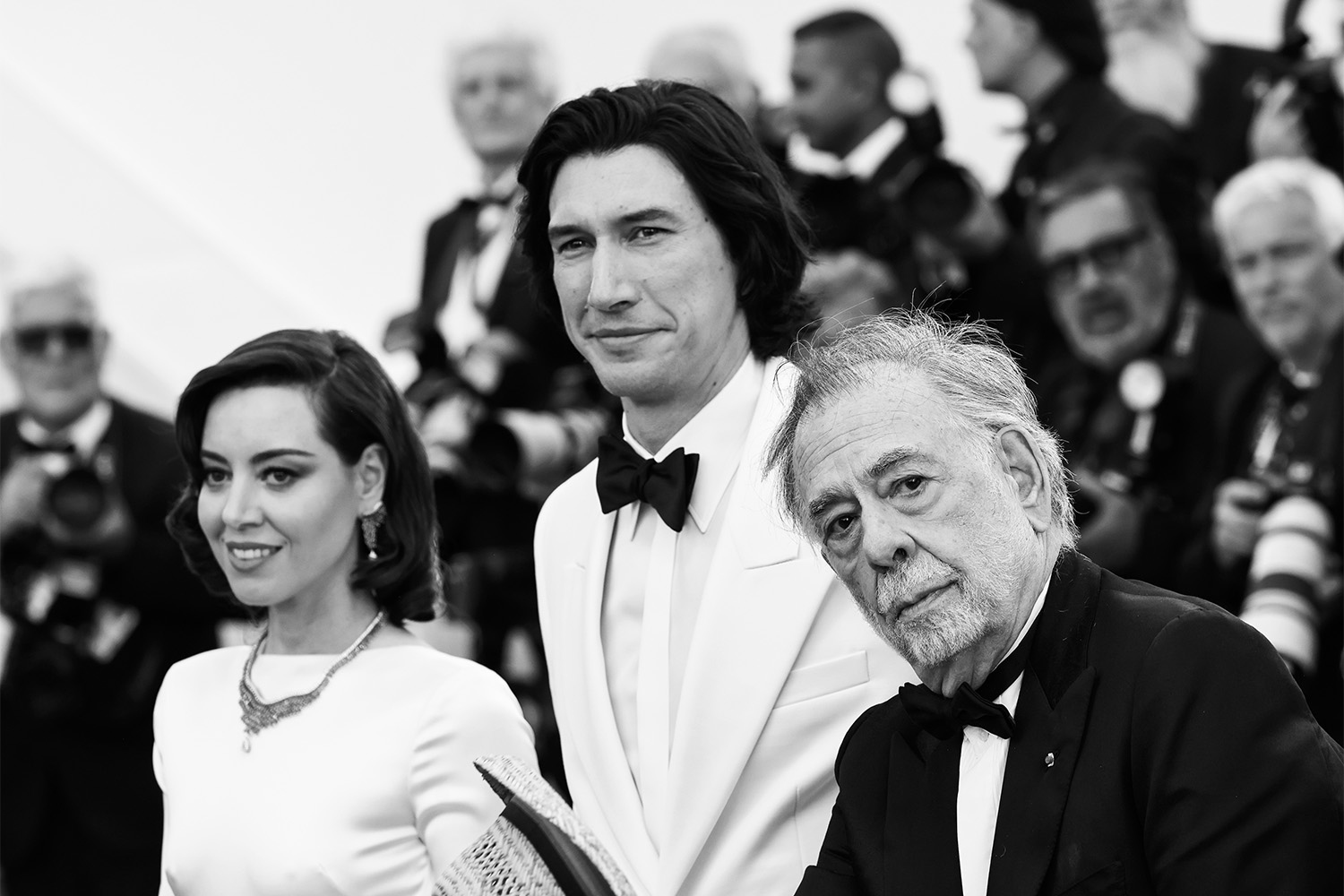 Stars Aubrey Plaza and Adam Driver with 'Megalopolis' director Francis Ford Coppola. Photo / Getty Images