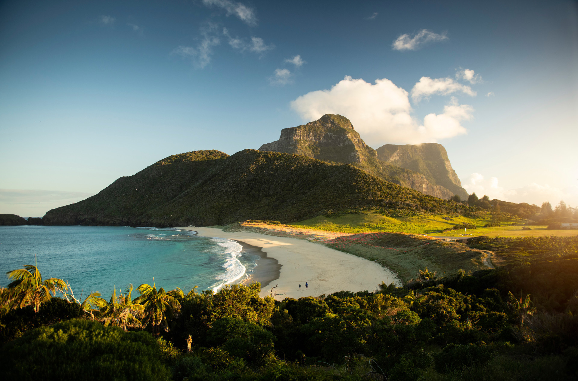 Views of Blinky Beach towards Mount Gower and Mount Lidgbird on Lord Howe Island. Photo / Visit NSW