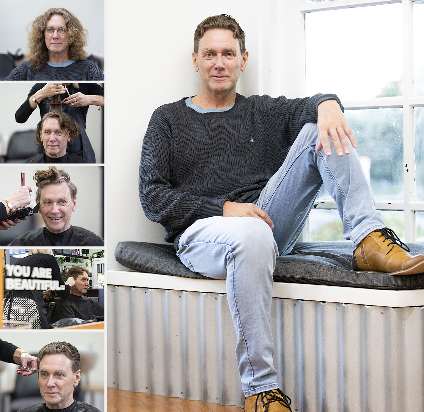 Former Tauranga city councillor John Robson gets his hair cut as he prepares to run for mayor in the upcoming local body election.  Photo / Alex Cairns
