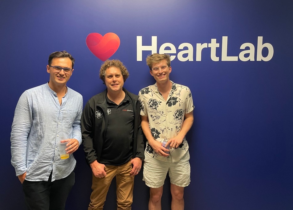 HeartLab operations manager Conor Sutherland (left), Peter Beck and HeartLab founder Will Hewitt in 2021.