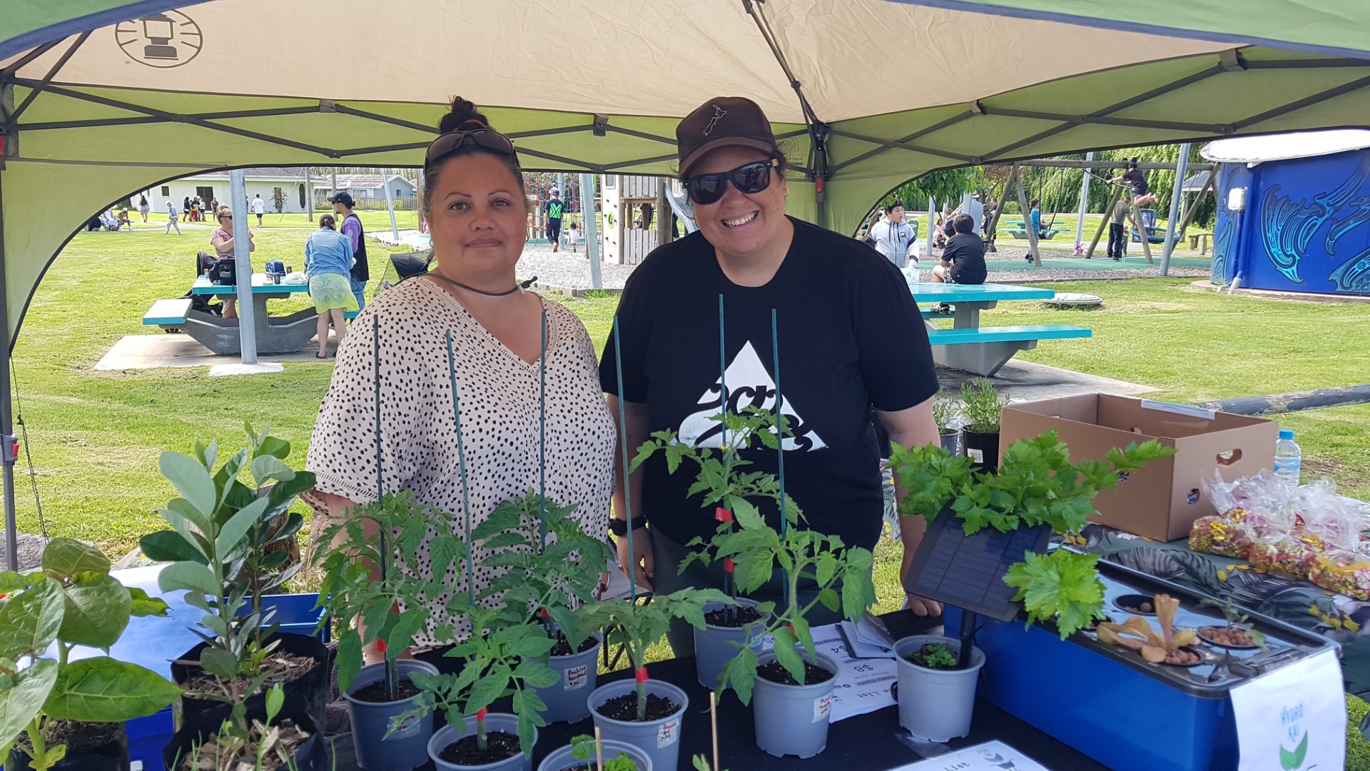 Regina Job and Raewyn Flay, from Hydro Kai, at Awanui Day