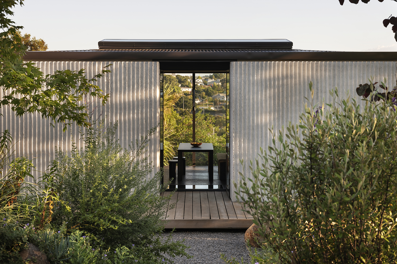 The fluted concrete exterior. Photo / Sam Hartnett